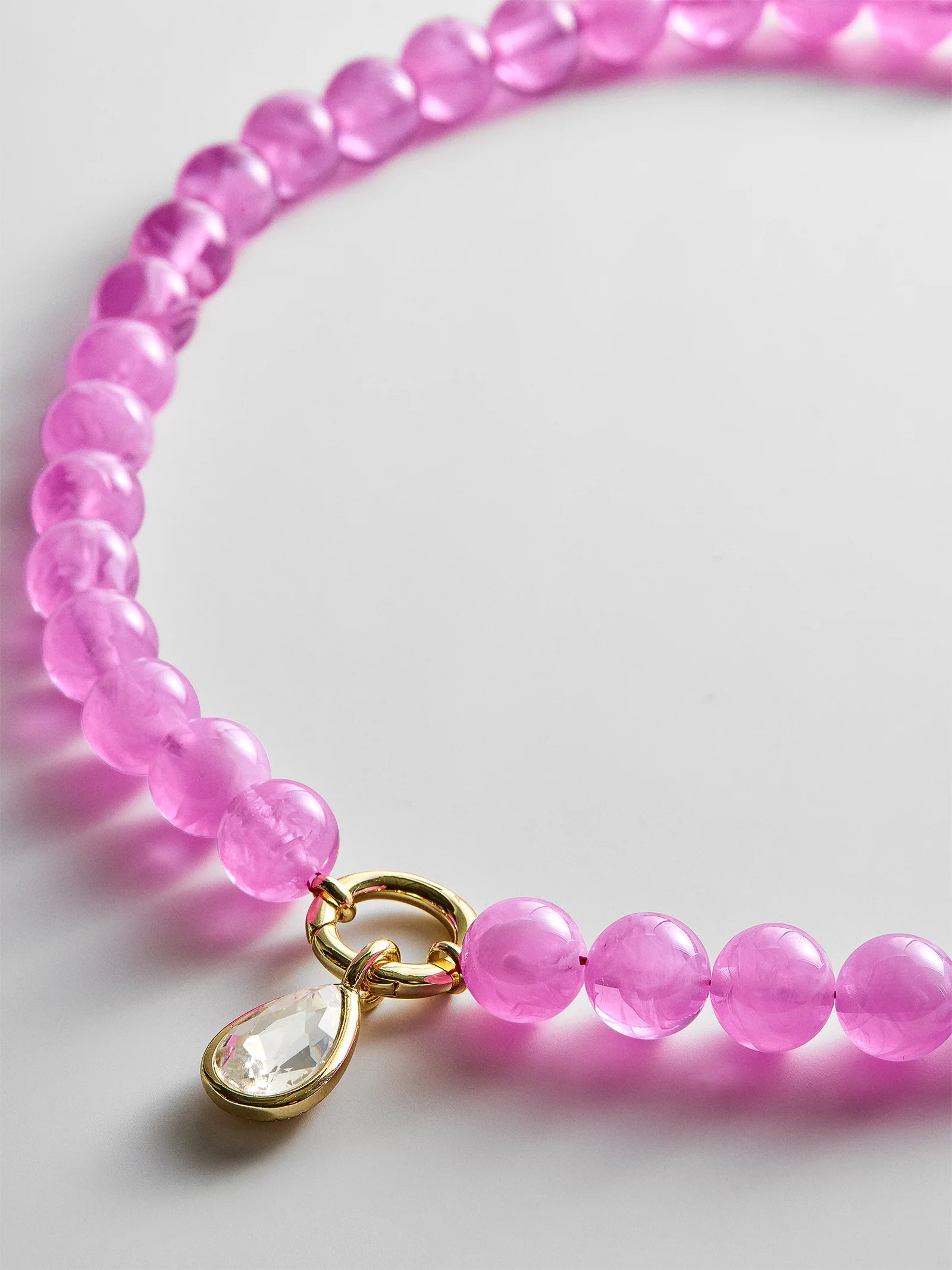 Janette Beaded Ring Necklace - Rose Quartz - Image 4