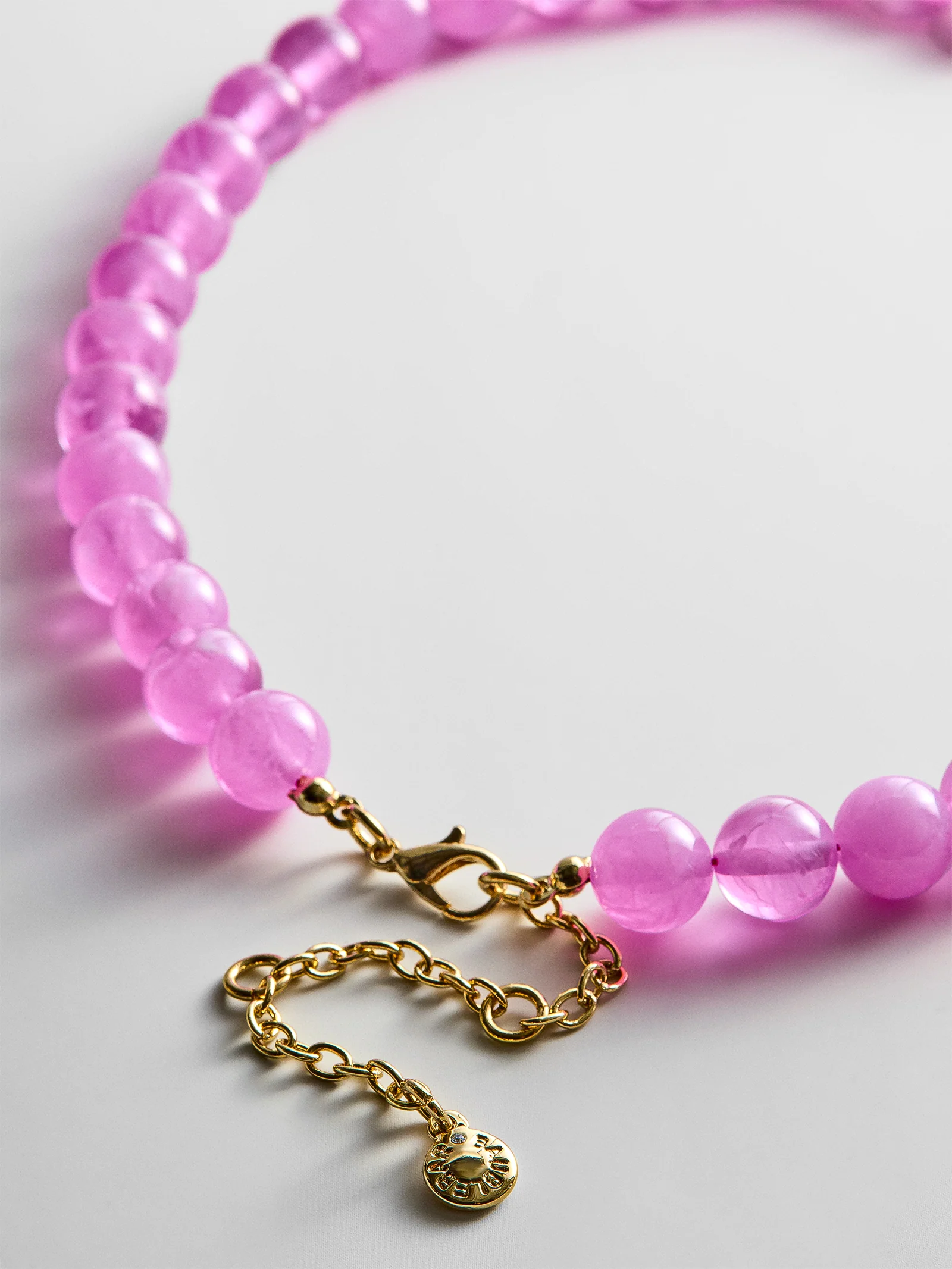 Janette Beaded Ring Necklace - Rose Quartz - Image 5