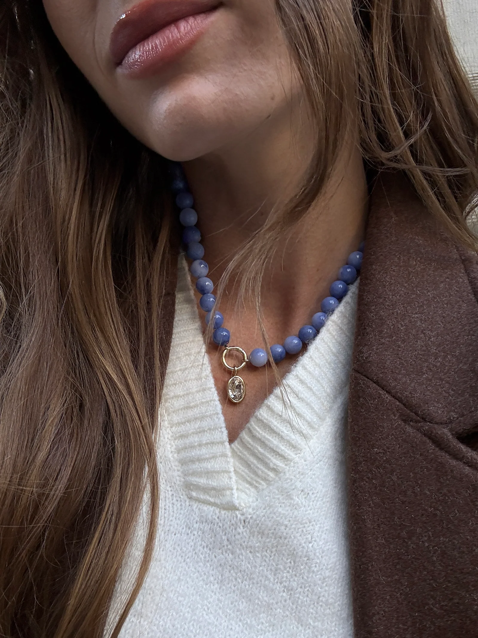 Janette Beaded Ring Necklace - Sodalite - Image 2