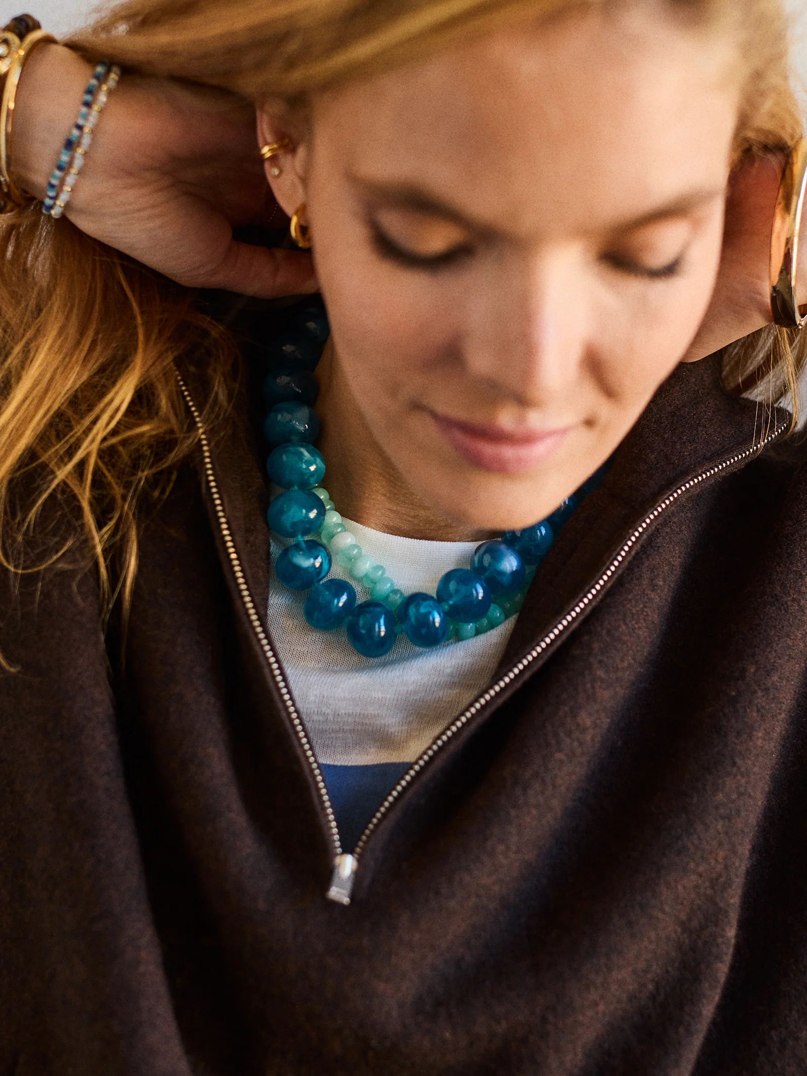Joan Semi-Precious Necklace - Blue Chrysocolla - Image 2