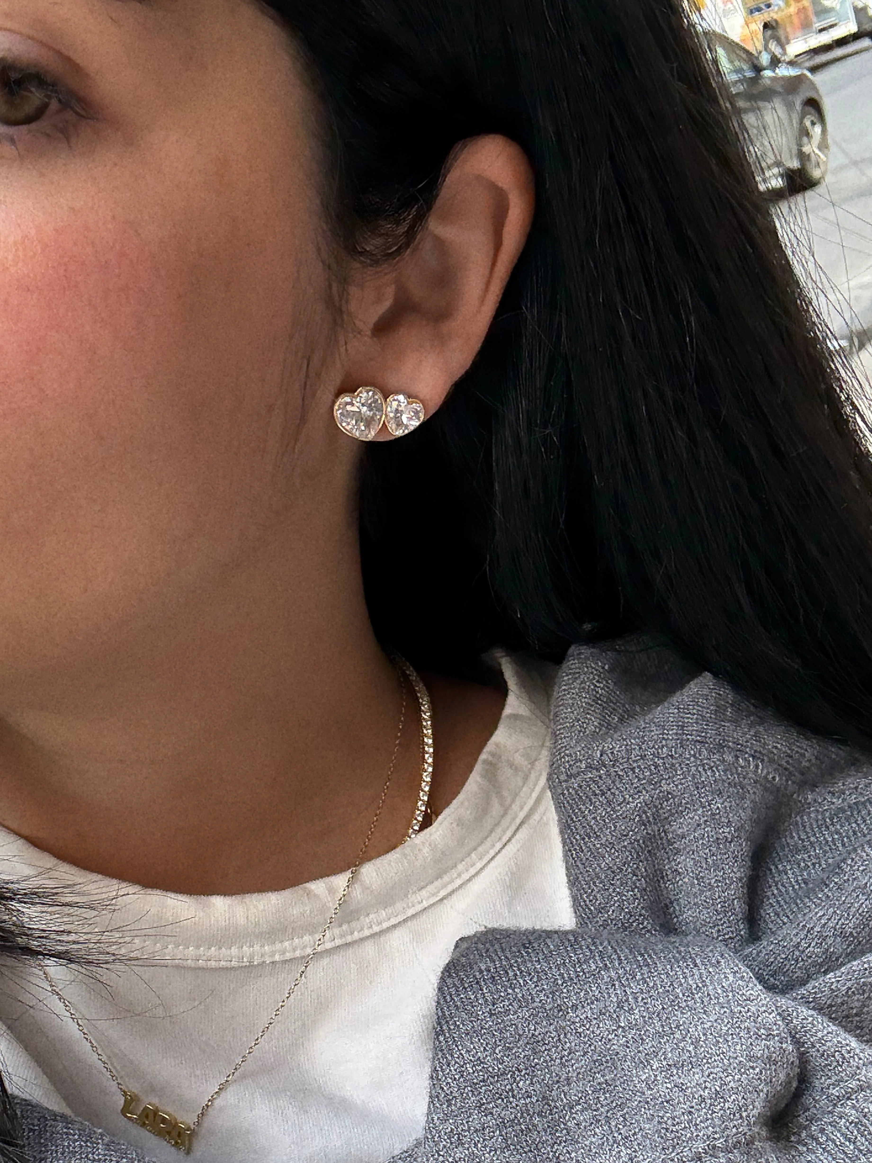 Kali Heart Earrings - Gold/Pavé - Image 2