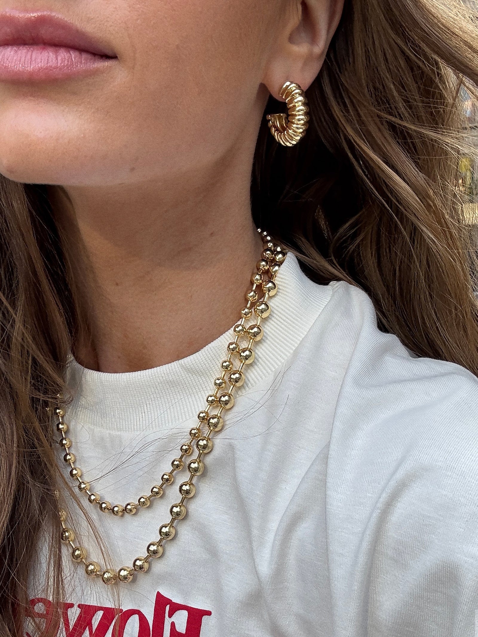 Kayla Gold Hoop Earrings - Gold - Image 2