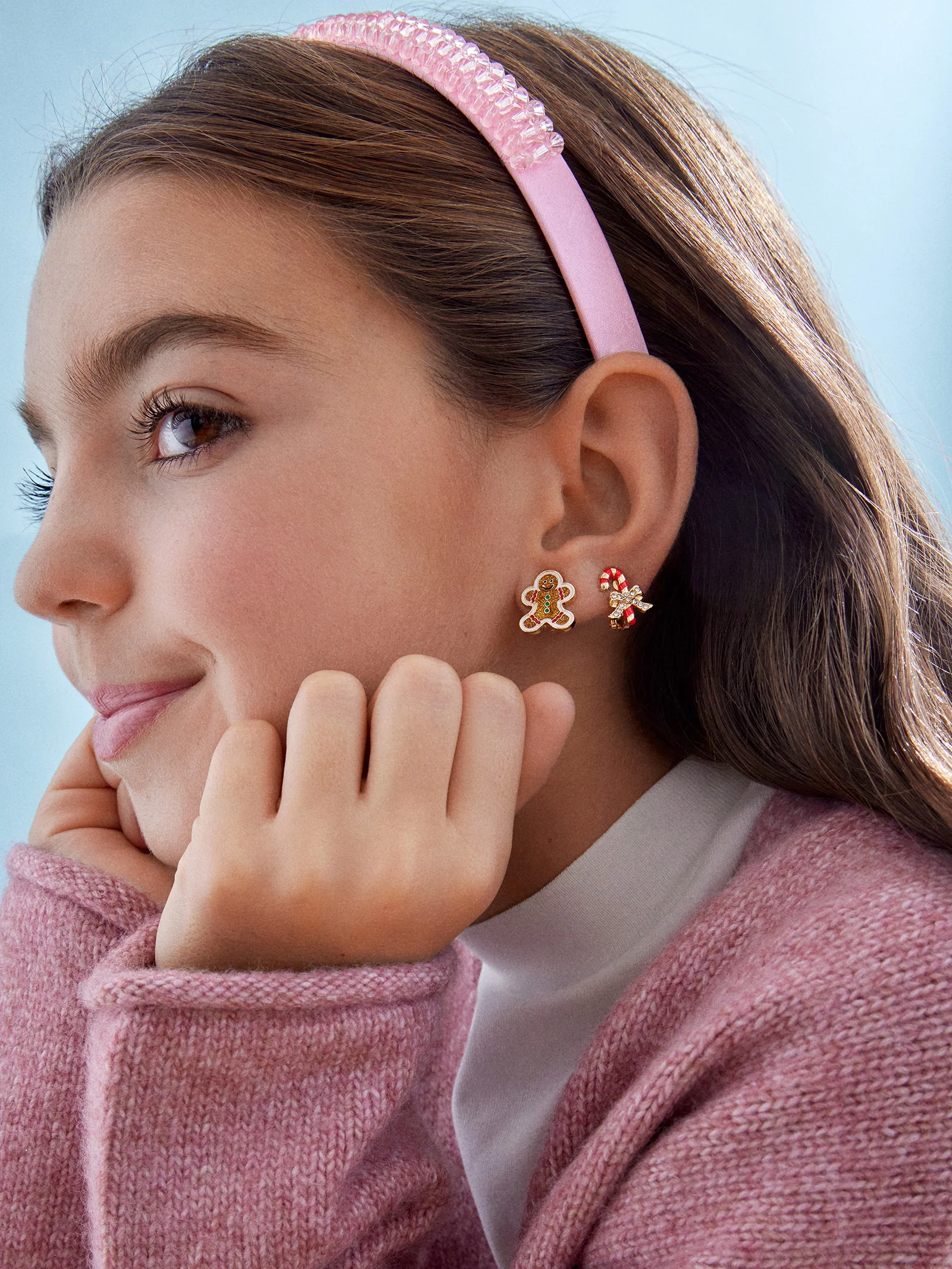 Candy Cane Lane Kids' Earring Set - Brown - Image 2