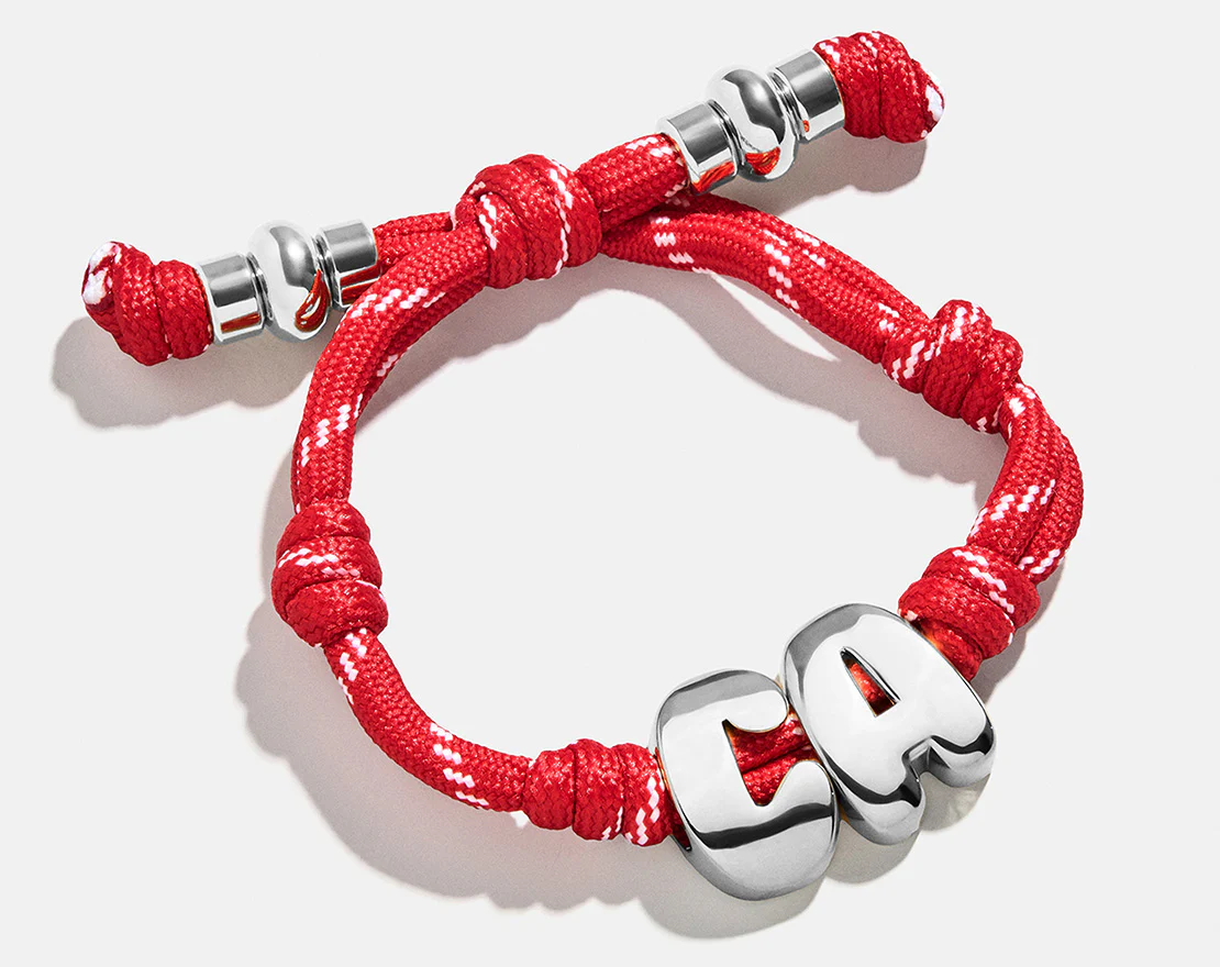 Knotty Initial Custom Bracelet - Cherry Red Double Letters - Image 6