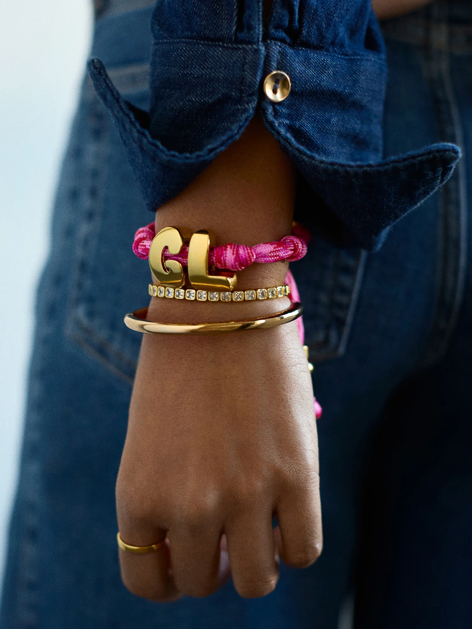 Knotty Initial Custom Bracelet - Fuchsia Double Letters - Image 2