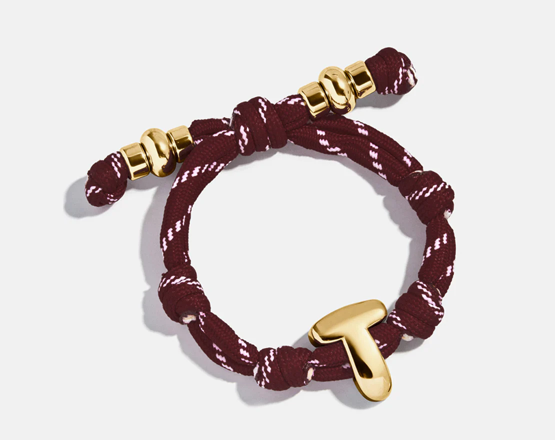 Knotty Initial Custom Bracelet - Maroon Single Letter - Image 3