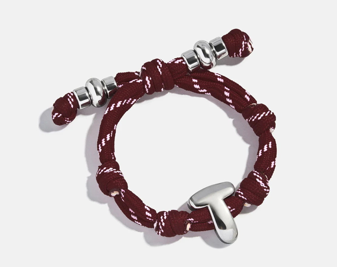 Knotty Initial Custom Bracelet - Maroon Single Letter - Image 7