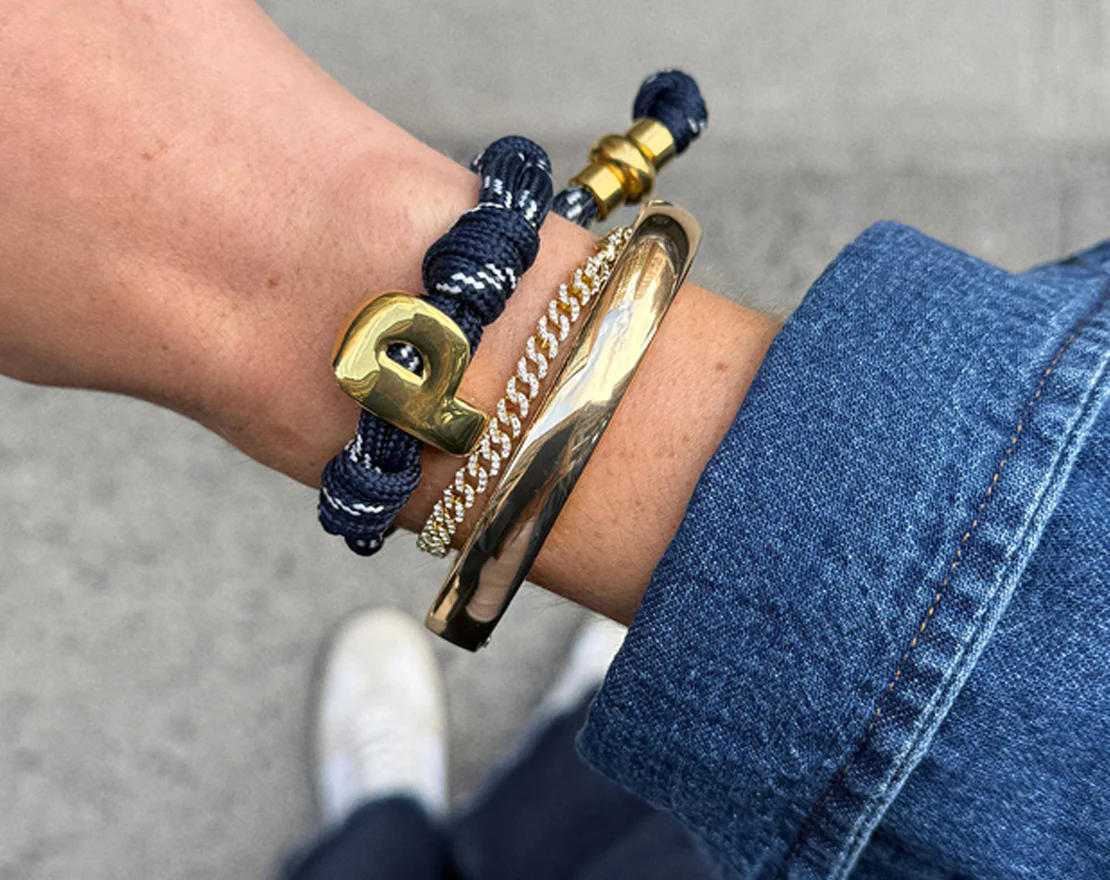 Knotty Initial Custom Bracelet - Navy Double Letters - Image 4
