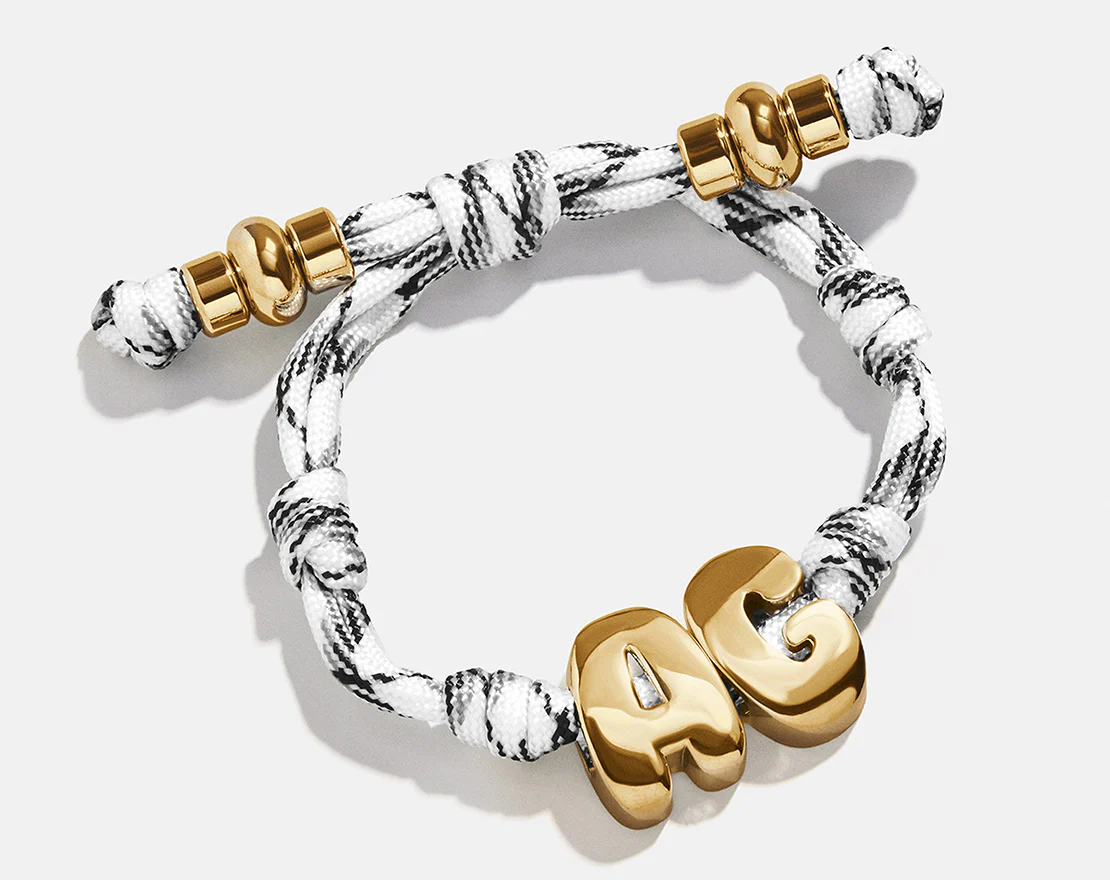 Knotty Initial Custom Bracelet - Onyx/White Double Letters - Image 3