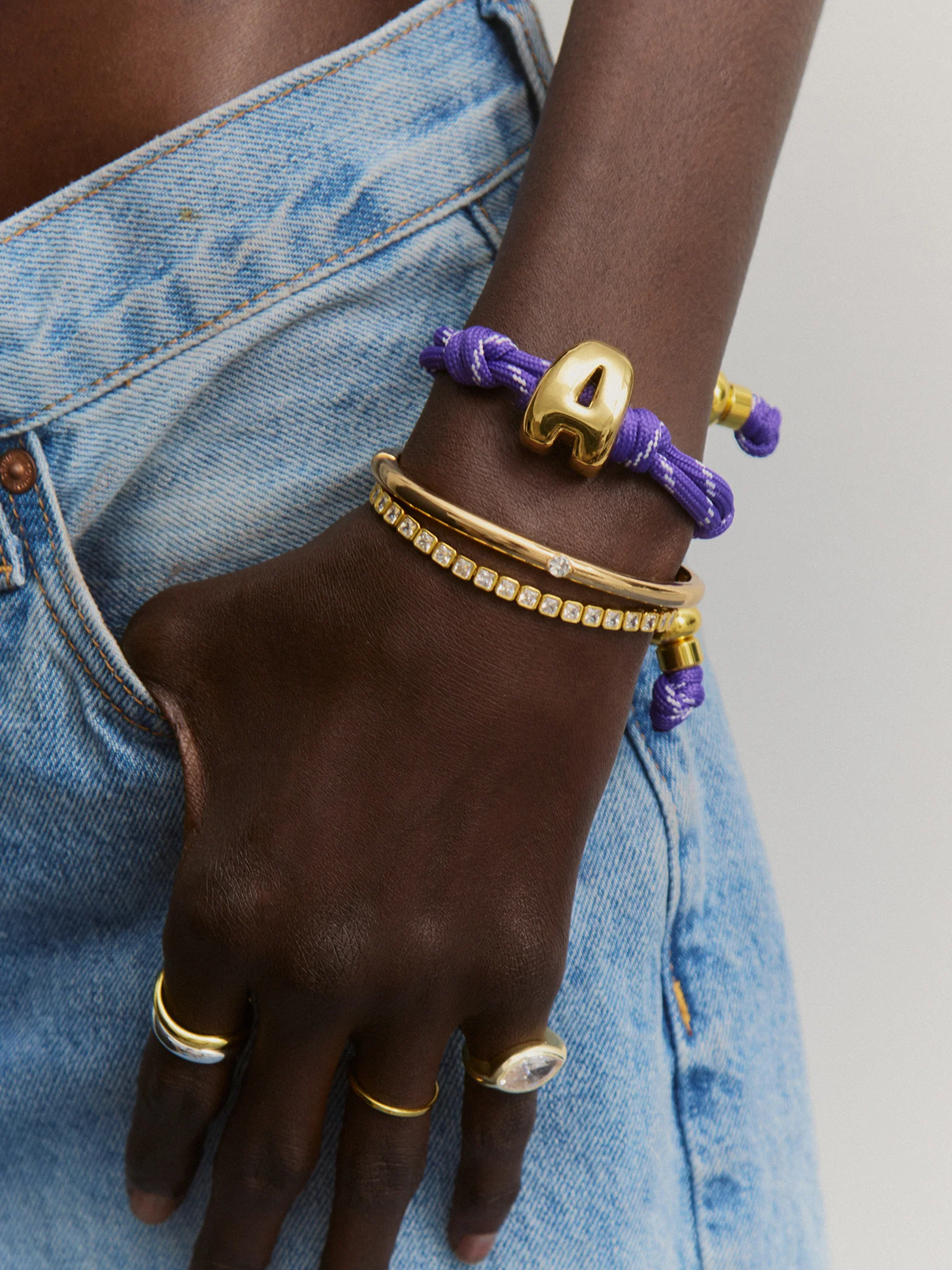 Knotty Initial Custom Bracelet - Purple Single Letter - Image 2