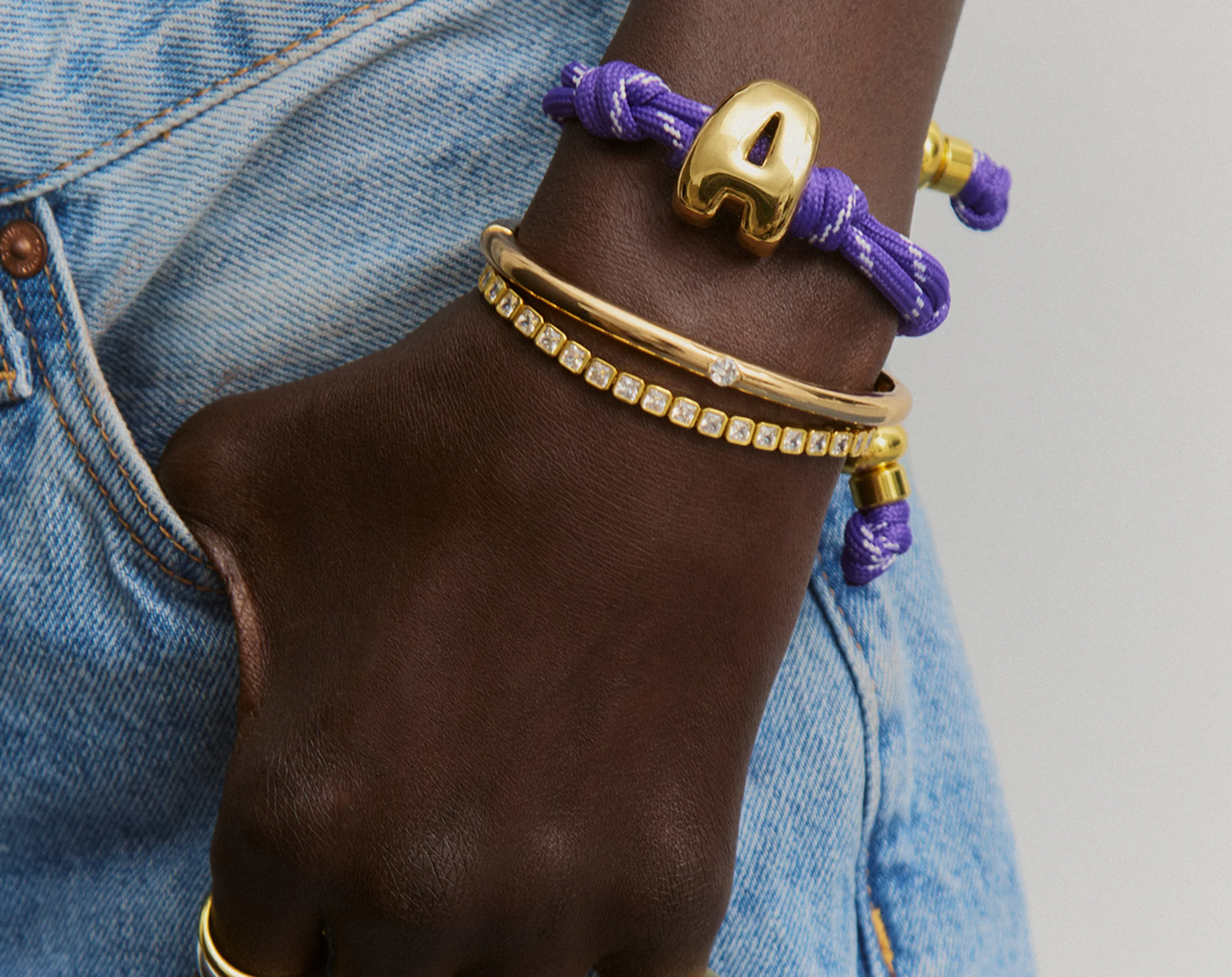 Knotty Initial Custom Bracelet - Purple Single Letter - Image 4