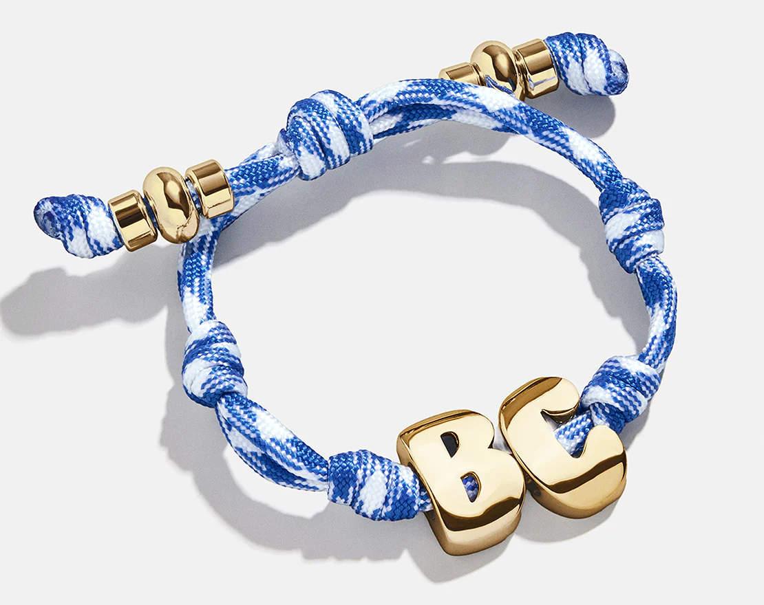 Knotty Initial Custom Bracelet - Royal Blue/White Double Letters - Image 3