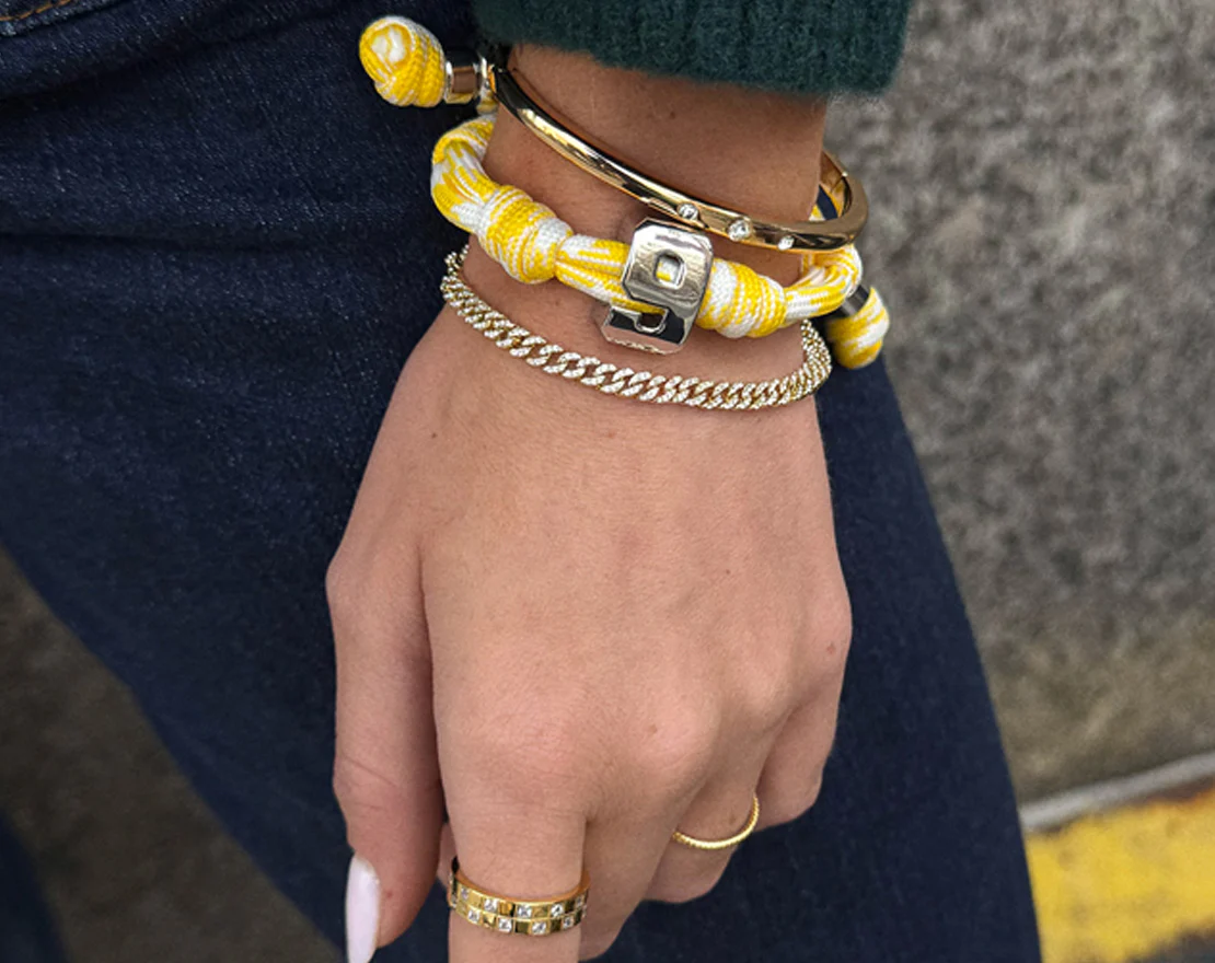Knotty Varsity Number Custom Bracelet - Bright Yellow Double Digit - Image 4