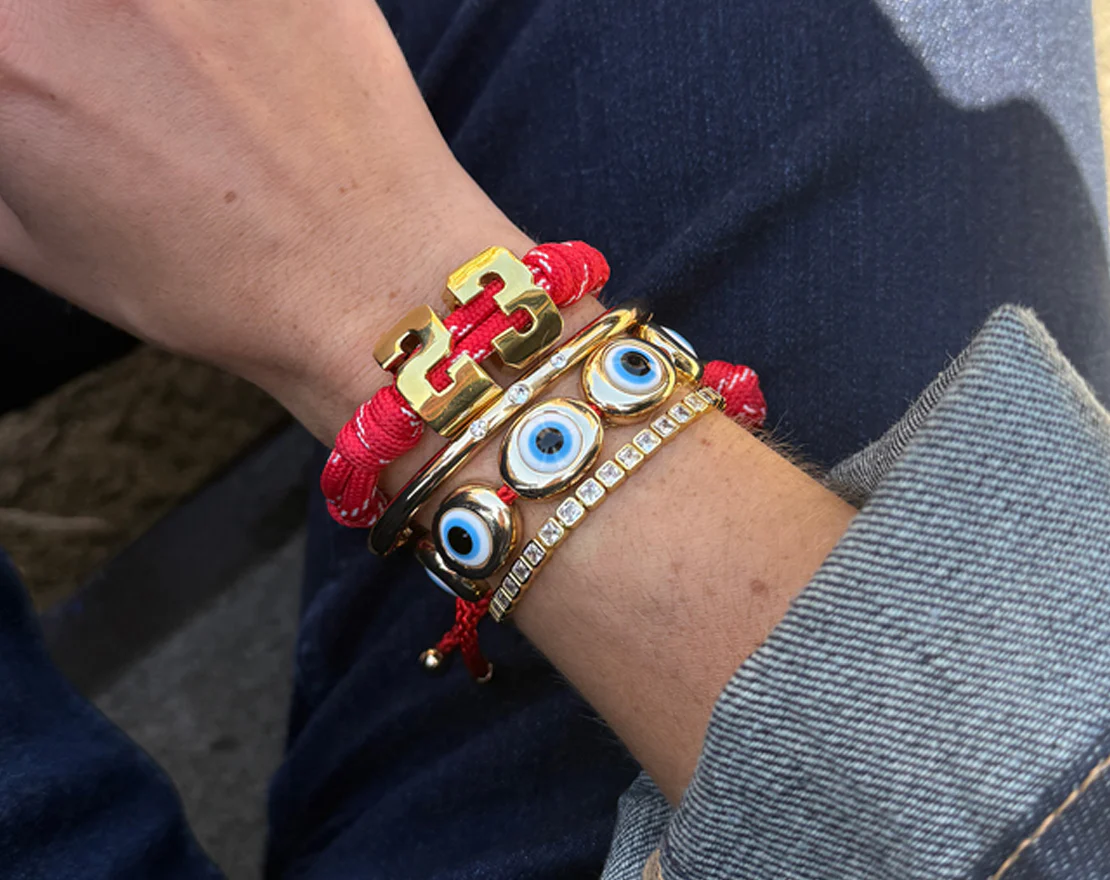 Knotty Varsity Number Custom Bracelet - Cherry Red Double Digit - Image 4