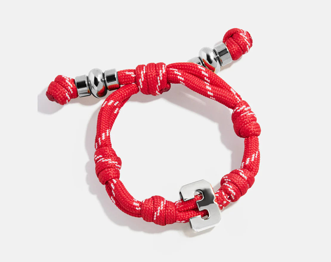 Knotty Varsity Number Custom Bracelet - Cherry Red Single Digit - Image 5