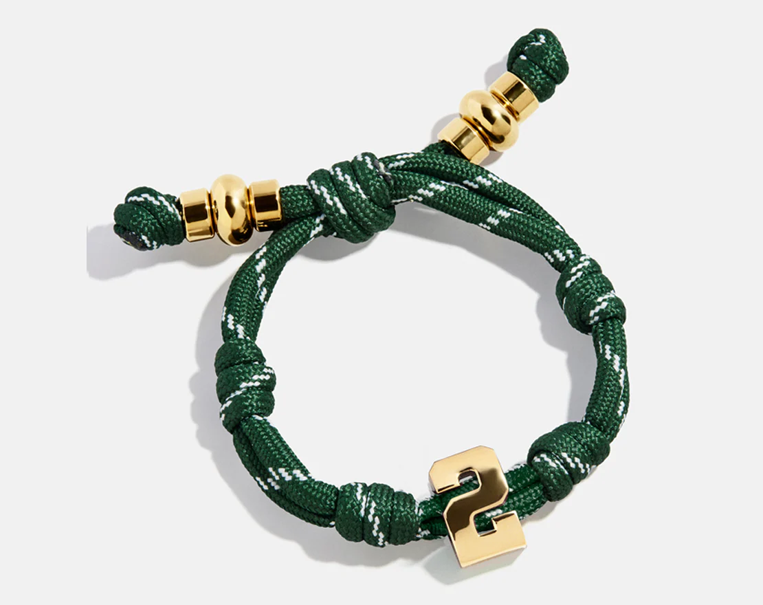 Knotty Varsity Number Custom Bracelet - Dark Green Single Digit - Image 3