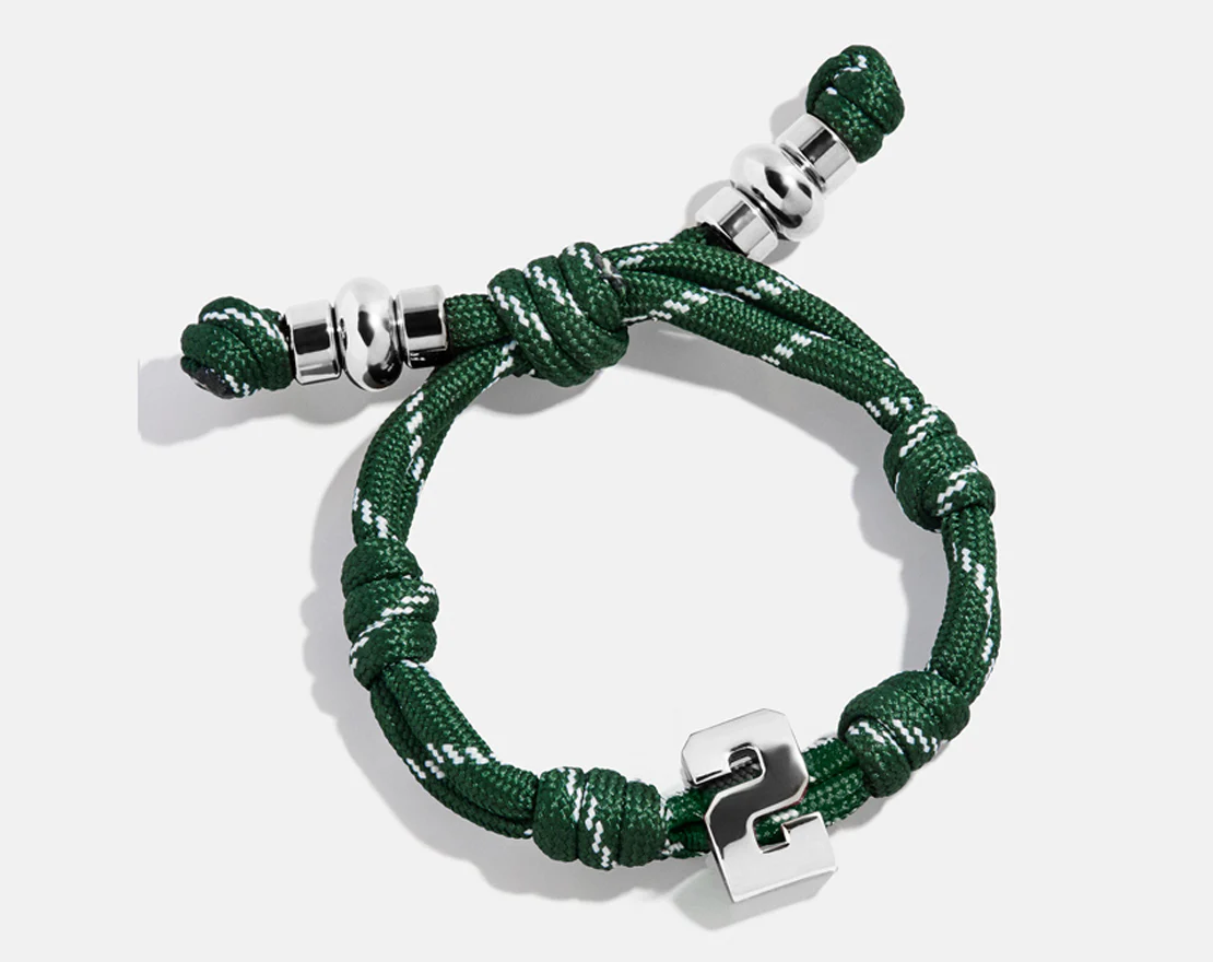 Knotty Varsity Number Custom Bracelet - Dark Green Single Digit - Image 5