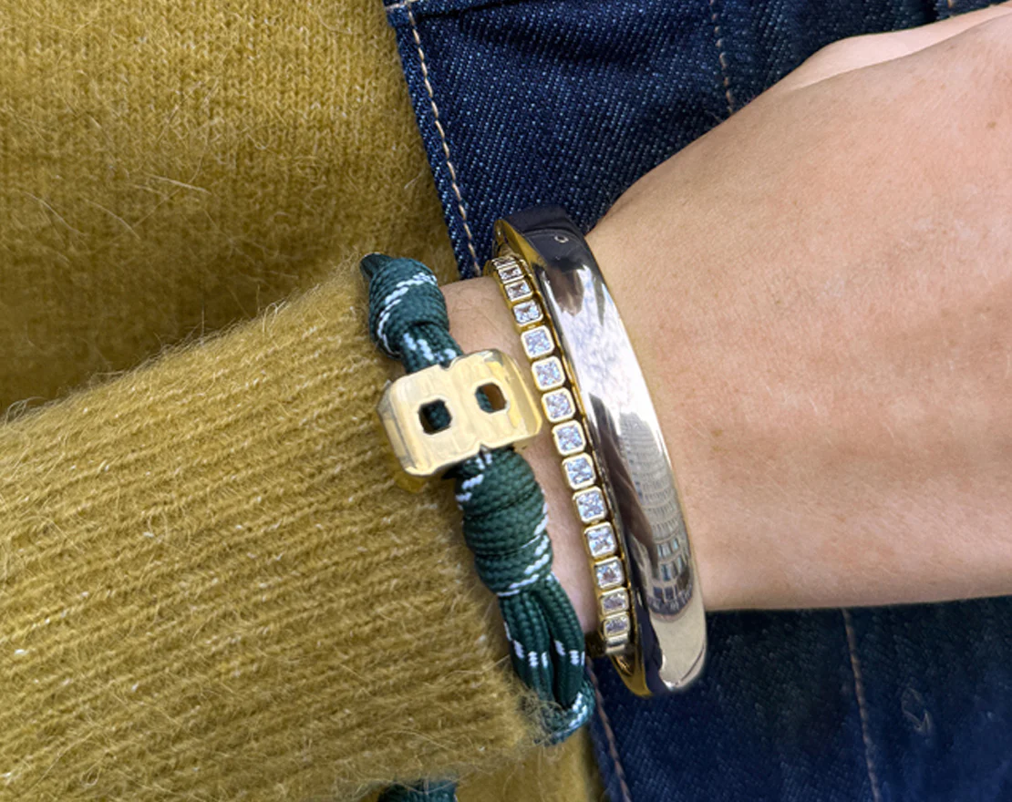 Knotty Varsity Number Custom Bracelet - Dark Green Single Digit - Image 6
