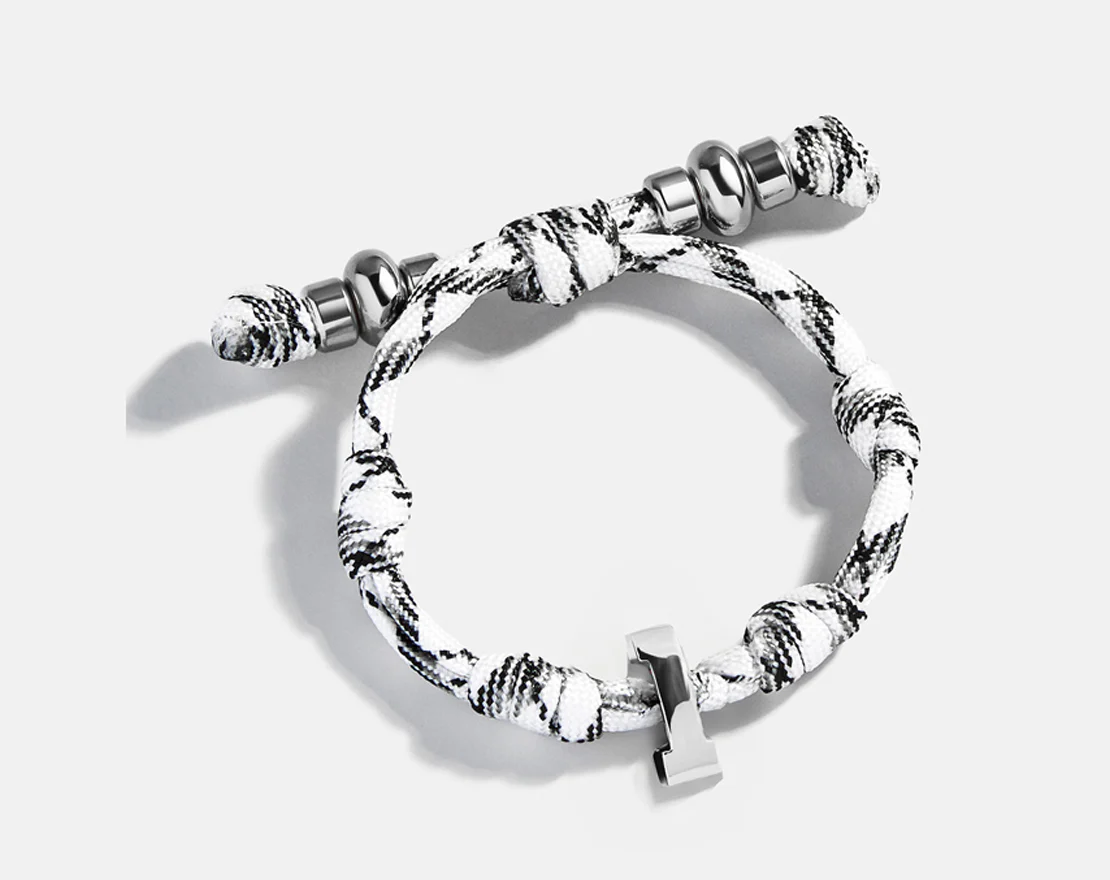 Knotty Varsity Number Custom Bracelet - Onyx/White Single Digit - Image 5