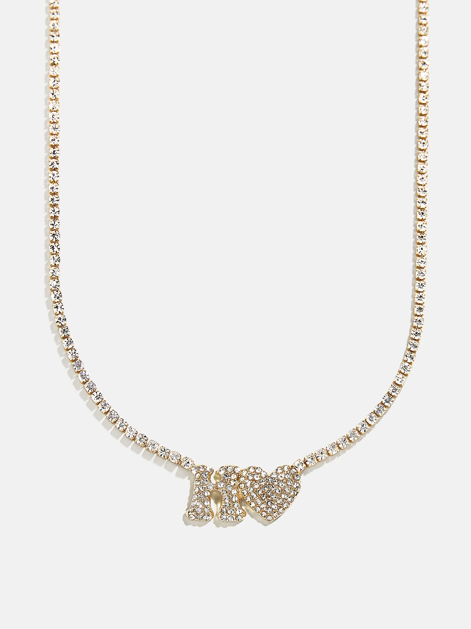 Love Letter Kids' Initial Tennis Necklace - Gold/Pavé - Image 10