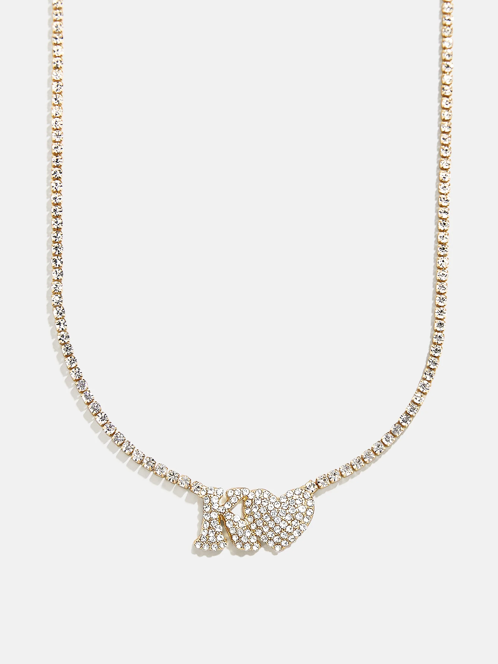 Love Letter Kids' Initial Tennis Necklace - Gold/Pavé - Image 13