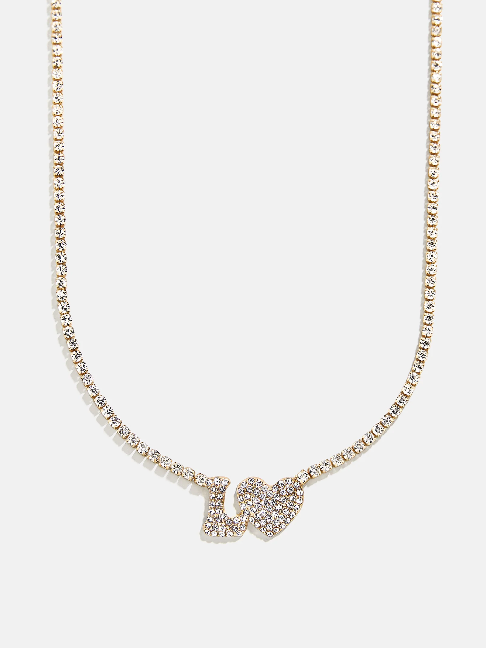 Love Letter Kids' Initial Tennis Necklace - Gold/Pavé - Image 14