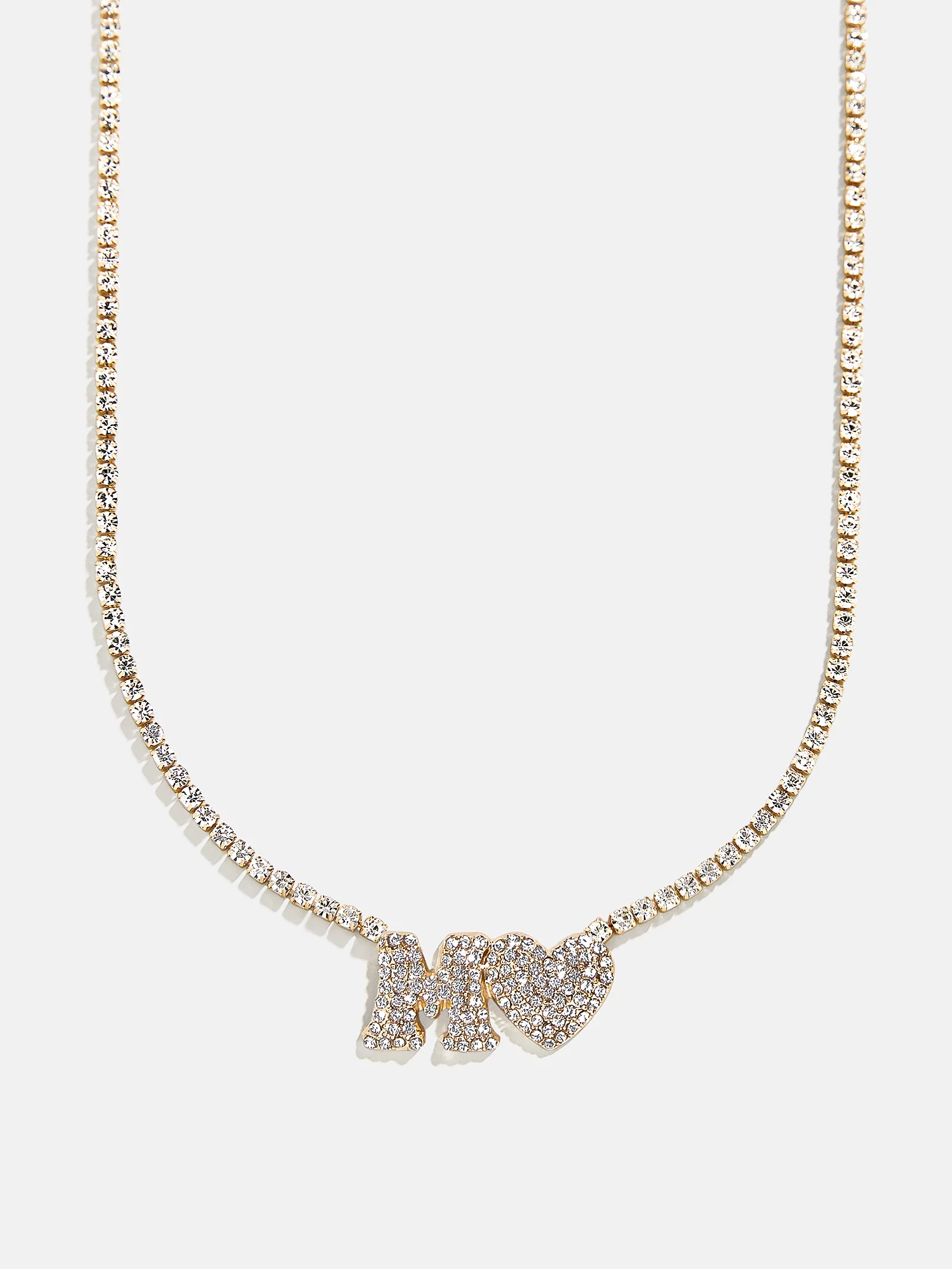 Love Letter Kids' Initial Tennis Necklace - Gold/Pavé - Image 15