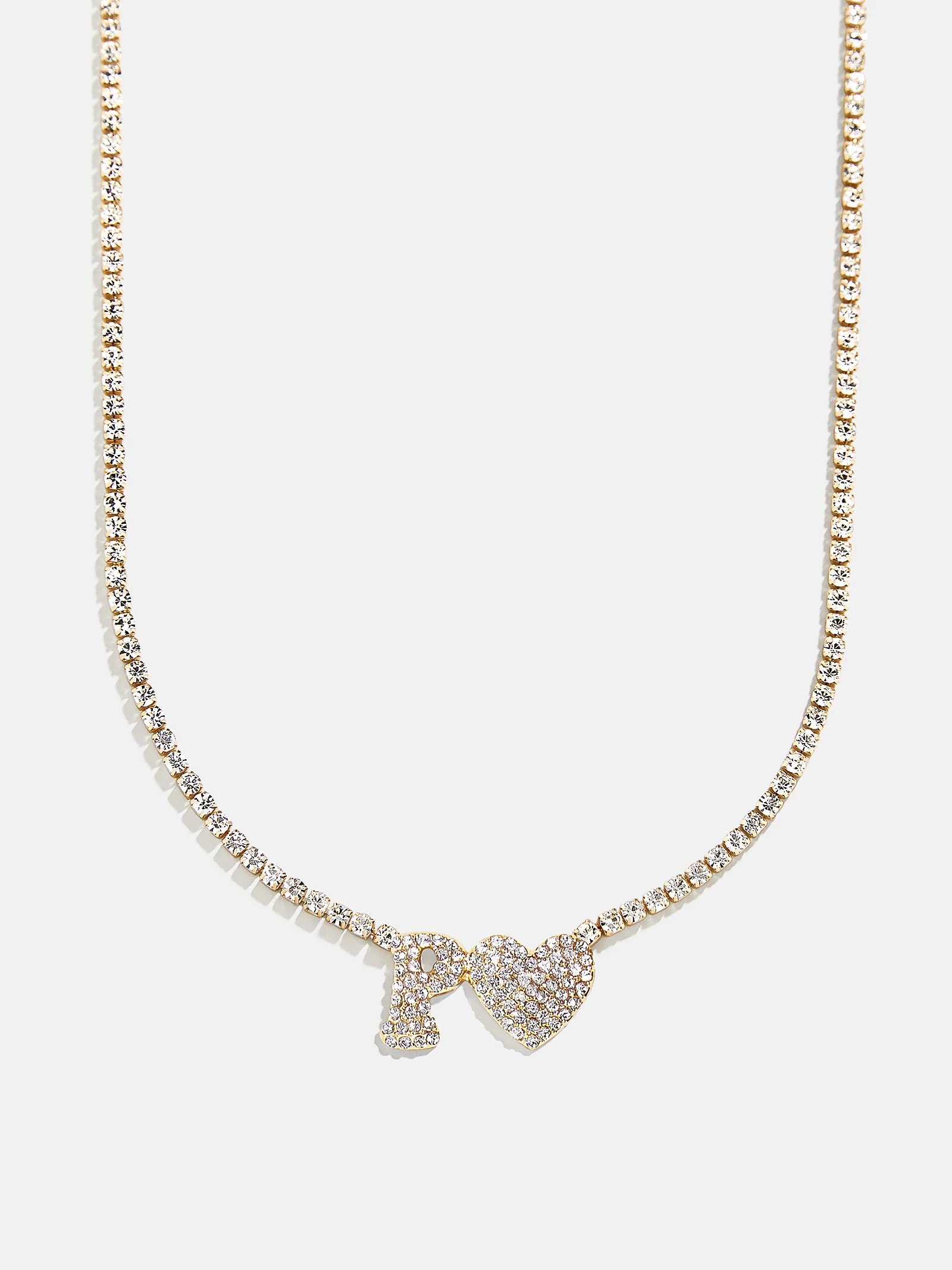 Love Letter Kids' Initial Tennis Necklace - Gold/Pavé - Image 18