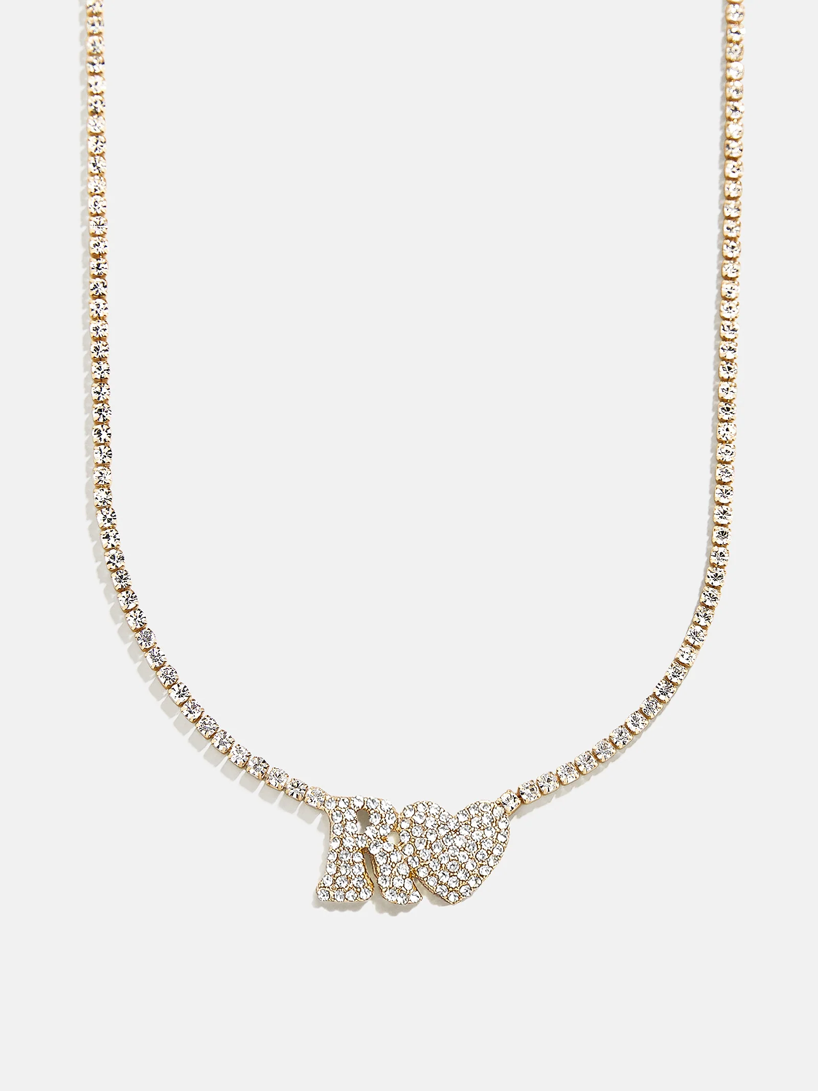 Love Letter Kids' Initial Tennis Necklace - Gold/Pavé - Image 19