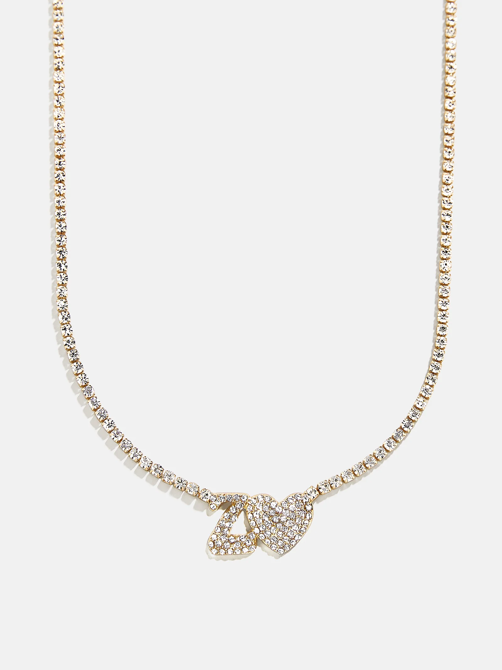 Love Letter Kids' Initial Tennis Necklace - Gold/Pavé - Image 23
