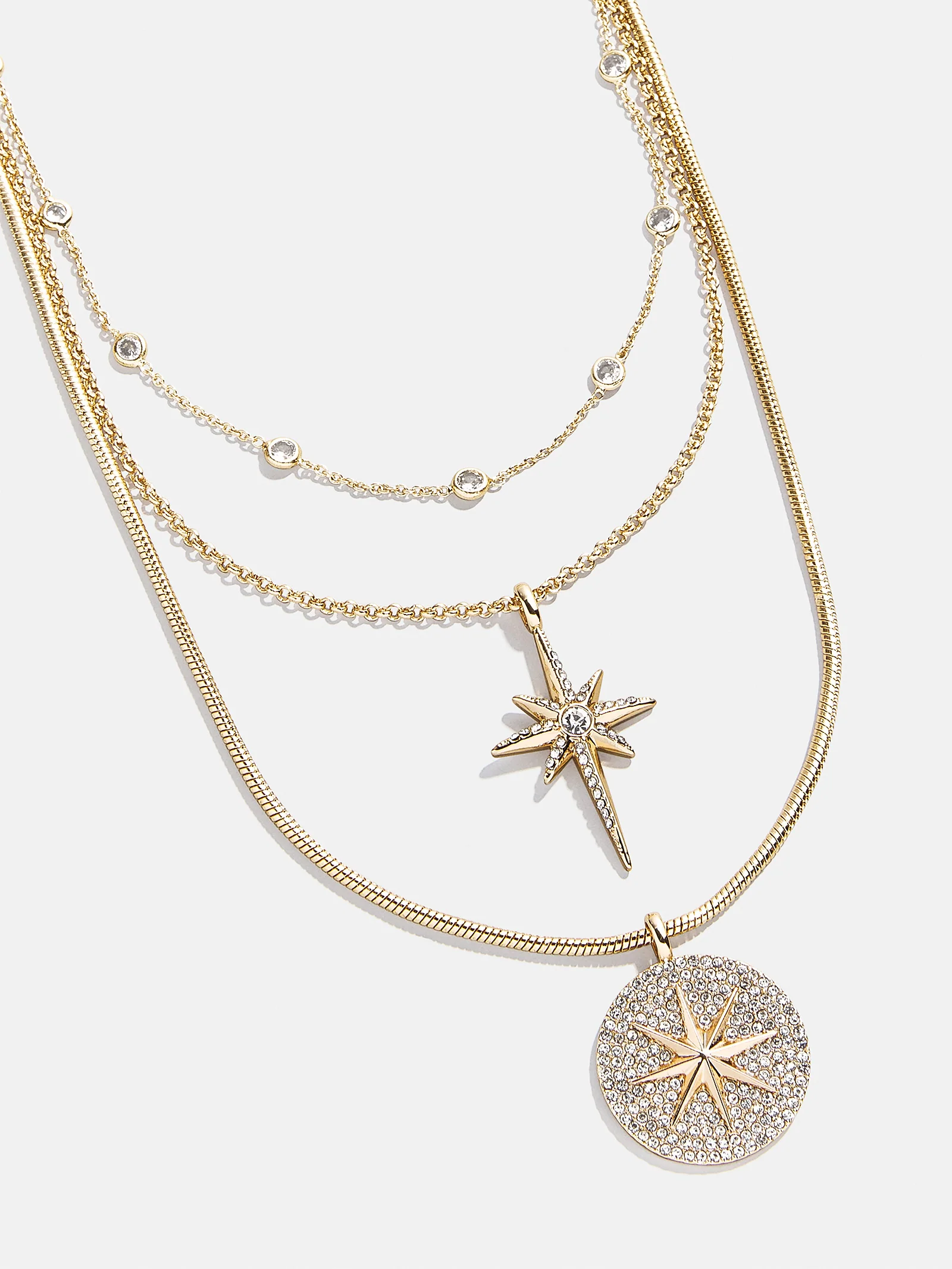 Lyra Celestial Layered Necklace - Gold/Pavé - Image 4