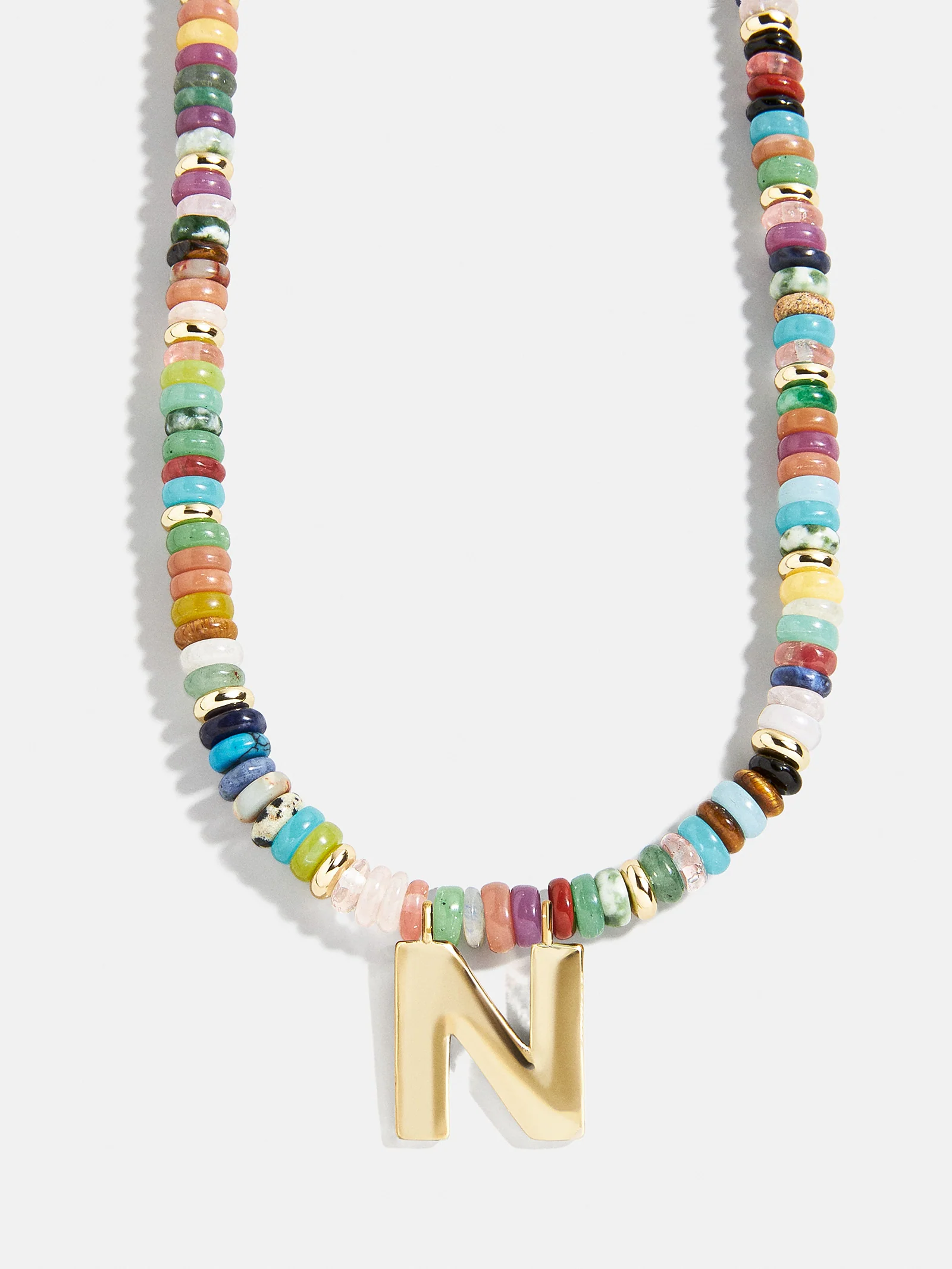 Semi-Precious Block Initial Necklace - Multi/Gold - Image 16