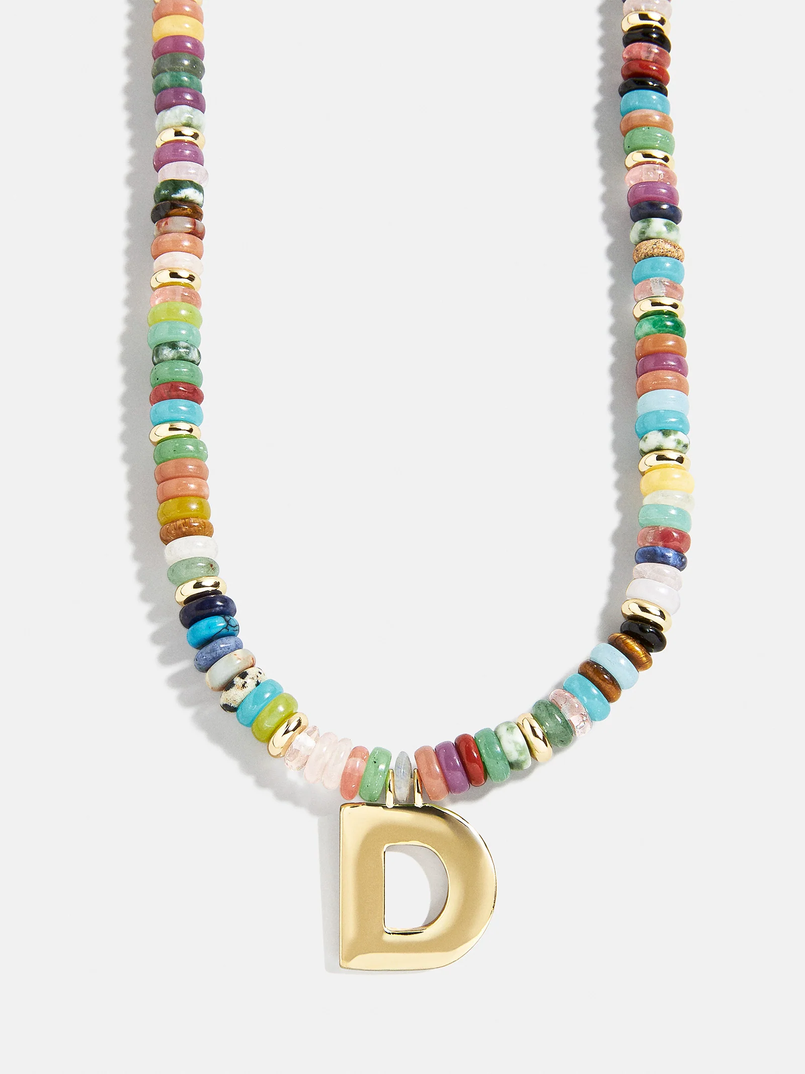 Semi-Precious Block Initial Necklace - Multi/Gold - Image 6