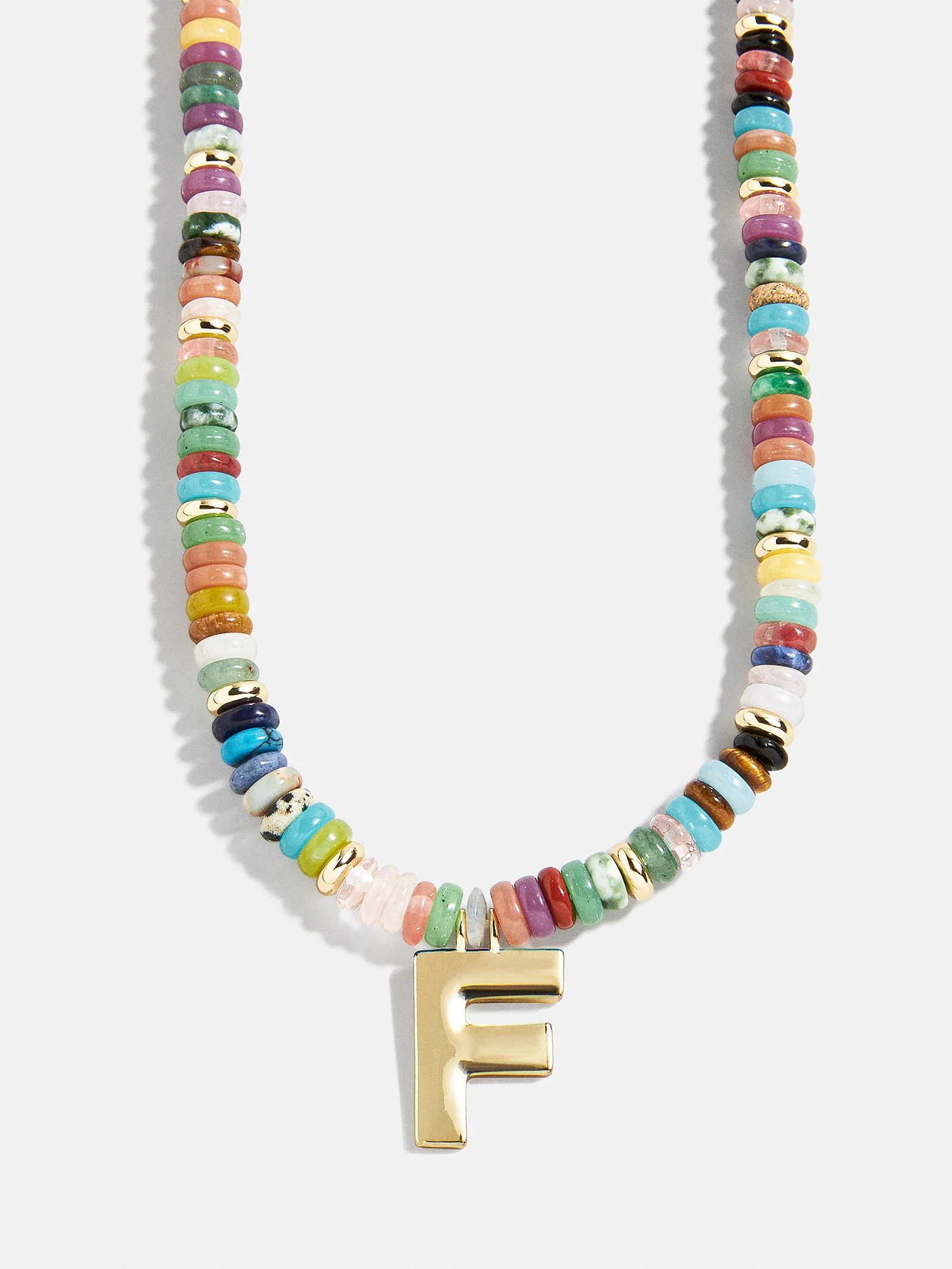 Semi-Precious Block Initial Necklace - Multi/Gold - Image 8