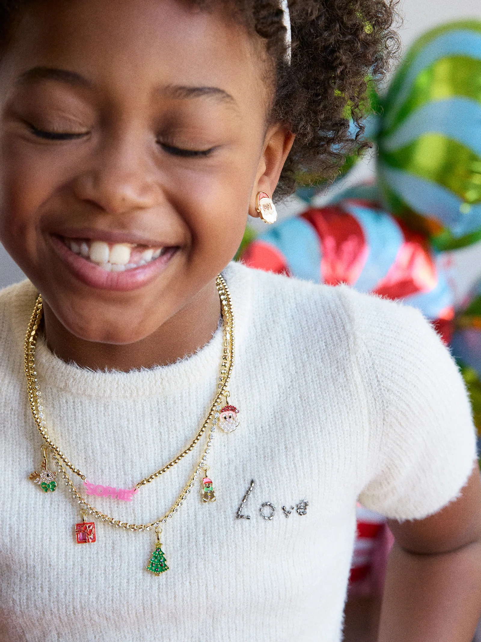 Merry Christmas Kids’ Charm Necklace - Christmas Tree - Image 2