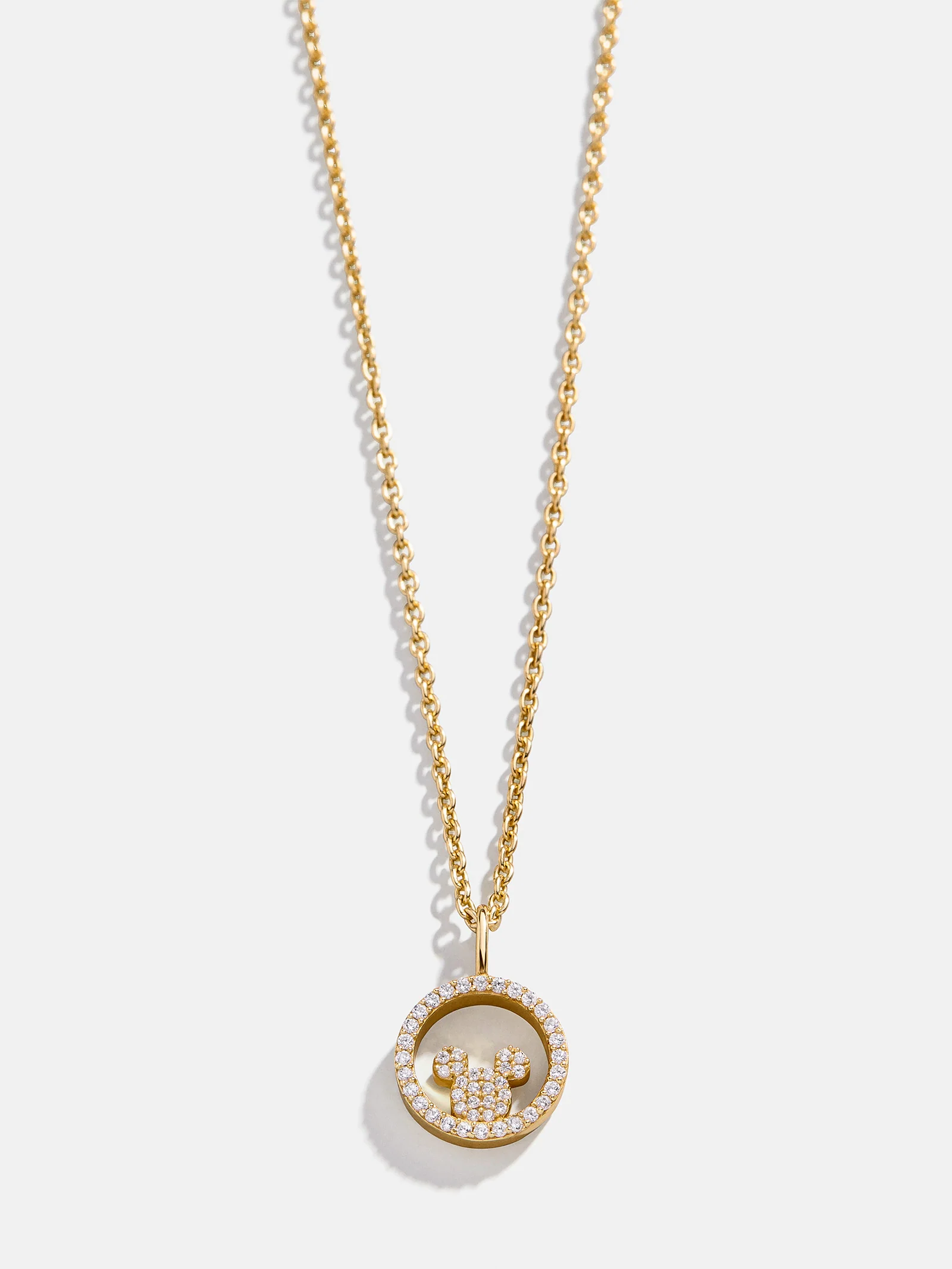 Disney Mickey Mouse 18K Gold Plated Sterling Silver Outline Pendant Necklace - Gold/Pavé