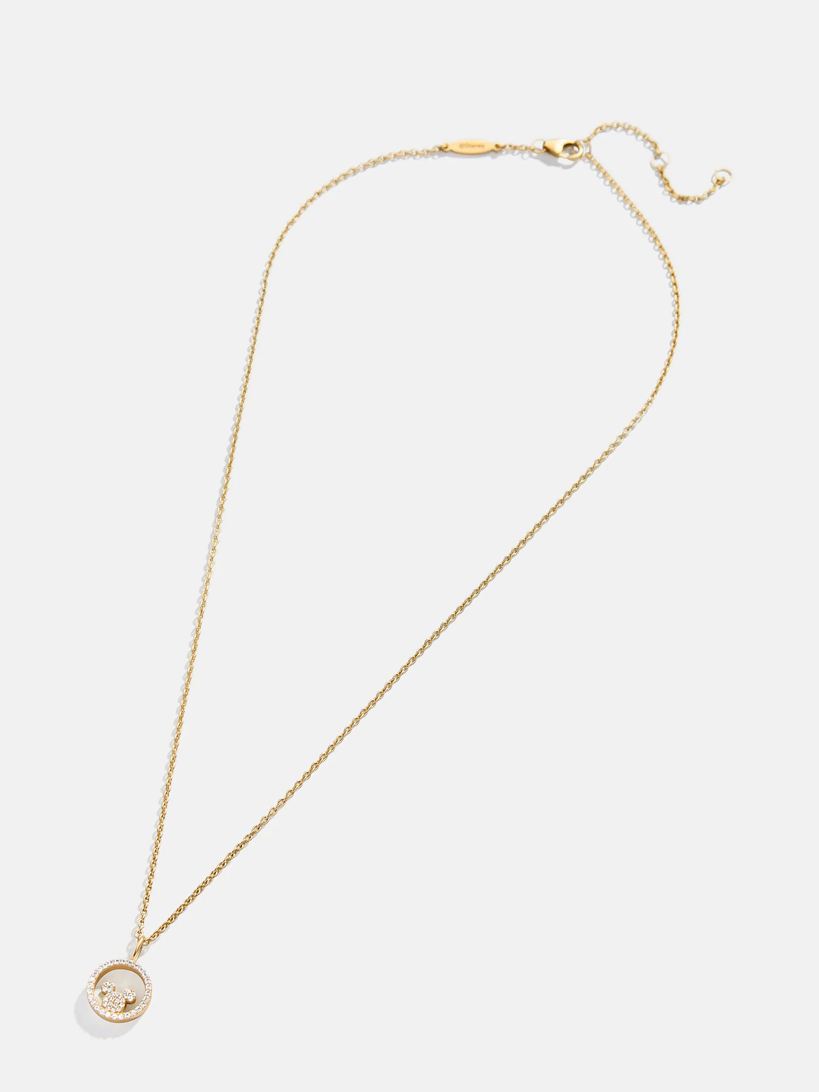Disney Mickey Mouse 18K Gold Plated Sterling Silver Outline Pendant Necklace - Gold/Pavé - Image 3