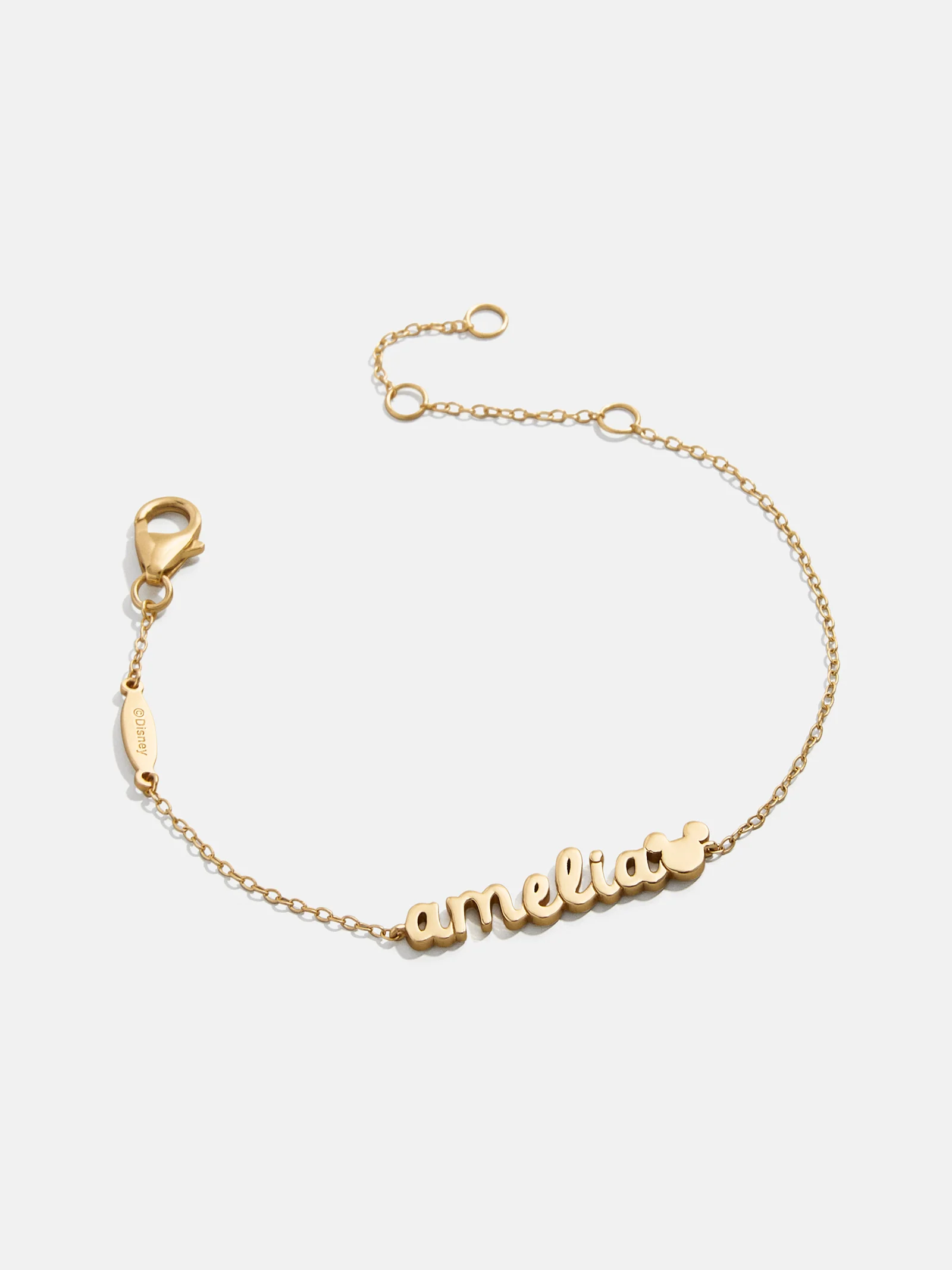 Disney Mickey Mouse 18K Gold Plated Sterling Silver Custom Nameplate Bracelet - Gold - Image 3
