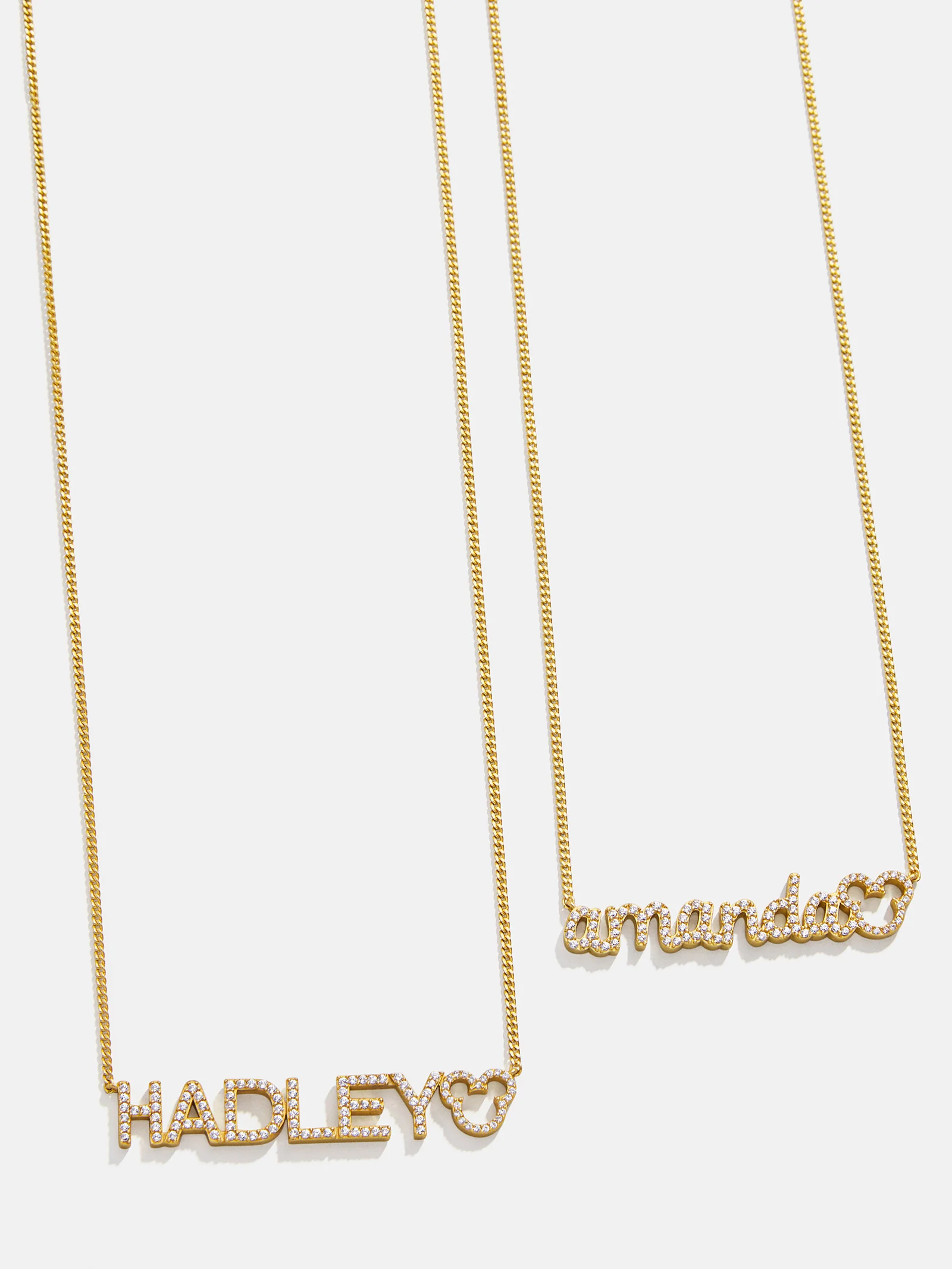 Disney Mickey Mouse 18K Gold Plated Sterling Silver Custom Nameplate Necklace - Gold/Pavé
