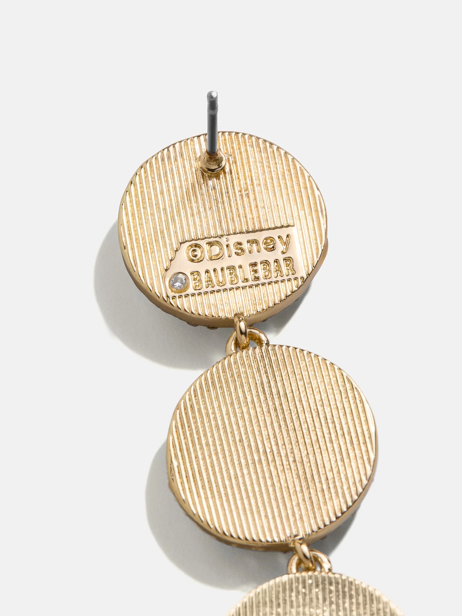 Mickey Mouse Disney Medallion Drop Earrings - Gold/Pavé - Image 3