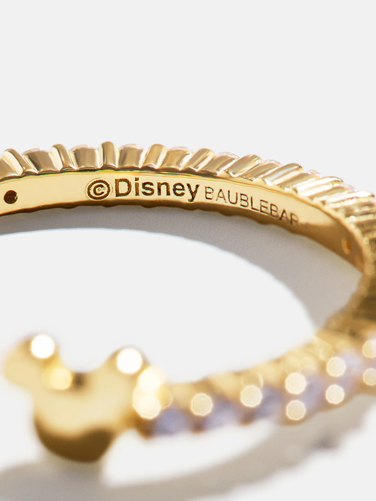 Disney Mickey Mouse 18K Gold Plated Sterling Silver Custom Ring - Gold/Pavé - Image 3