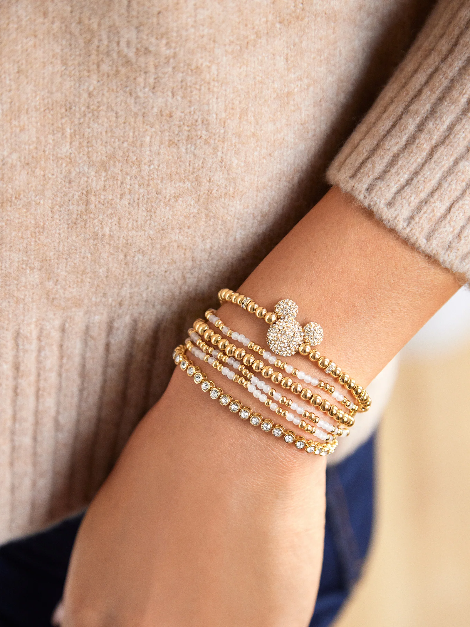 Mickey Mouse Disney Pavé Bracelet - Gold/Pavé - Image 2