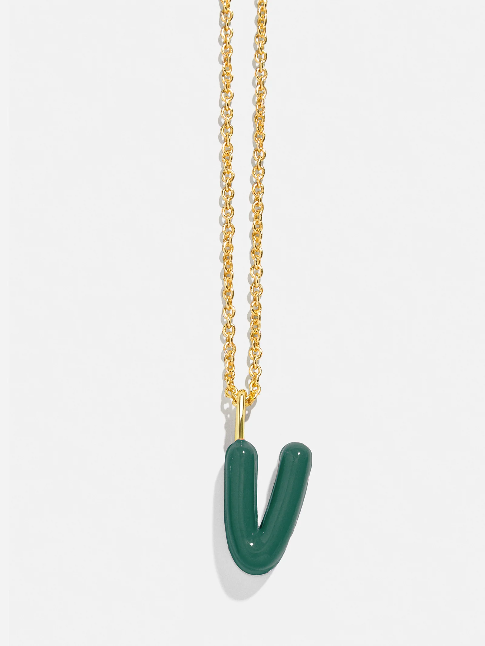 Mini Bubble Initial Enamel Necklace - Dark Green
