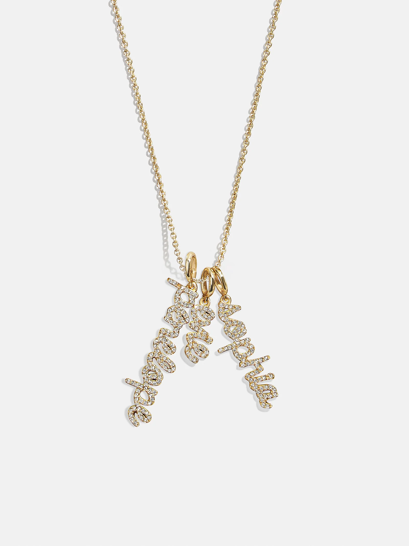 Mini Pavé Script Cluster Custom Nameplate Necklace - 3 Names