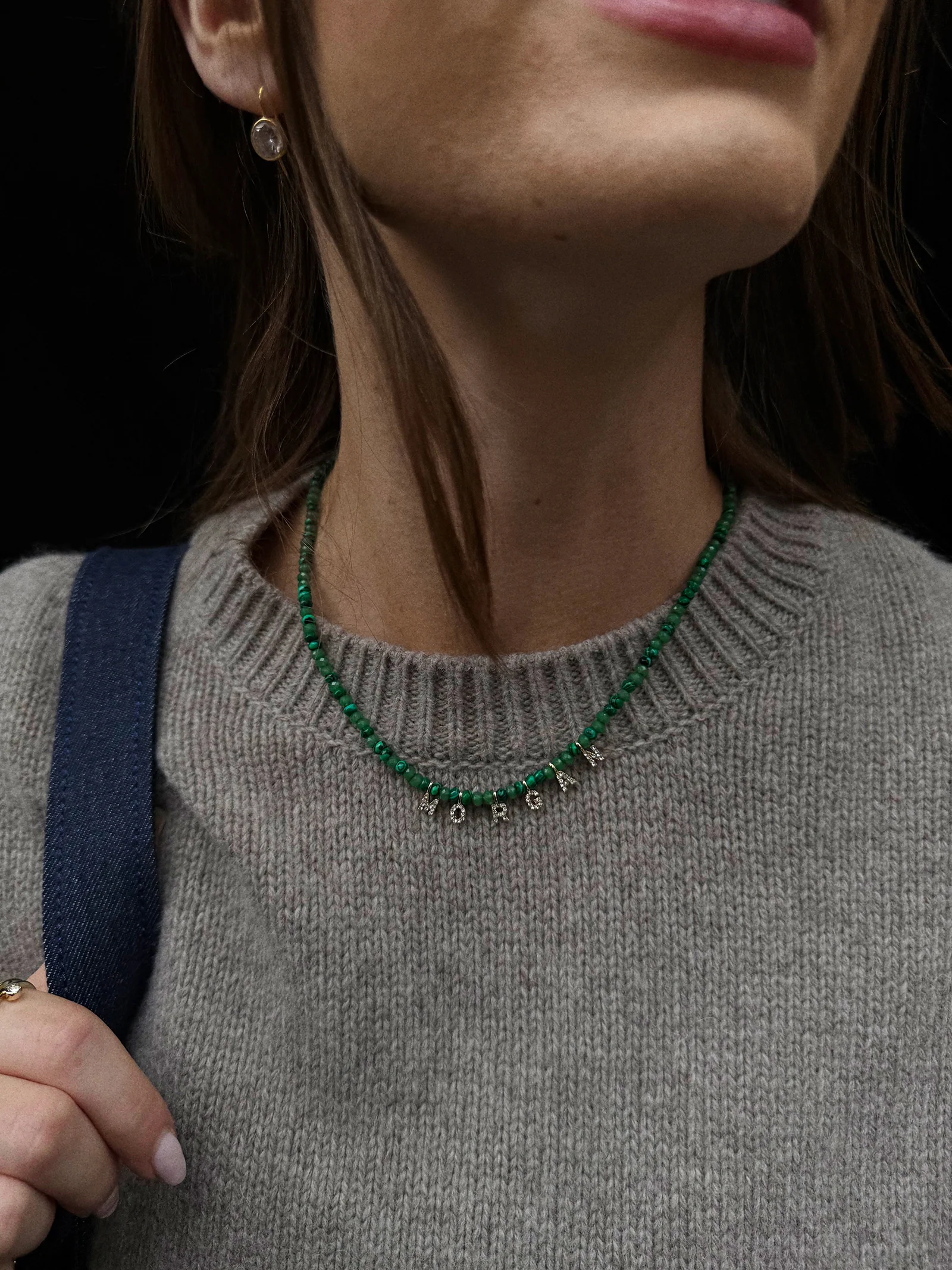 Mini Semi-Precious Custom Necklace - Malachite - Image 5