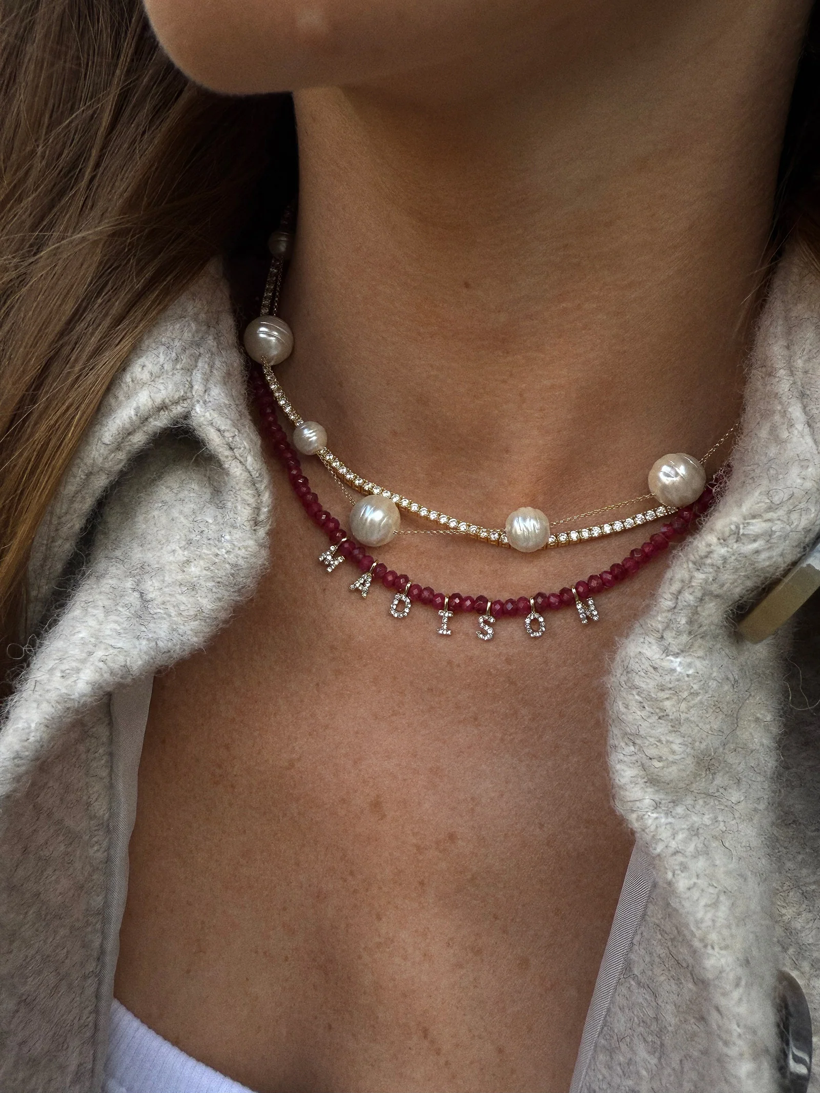 Mini Semi-Precious Custom Necklace - Red Jasper - Image 6
