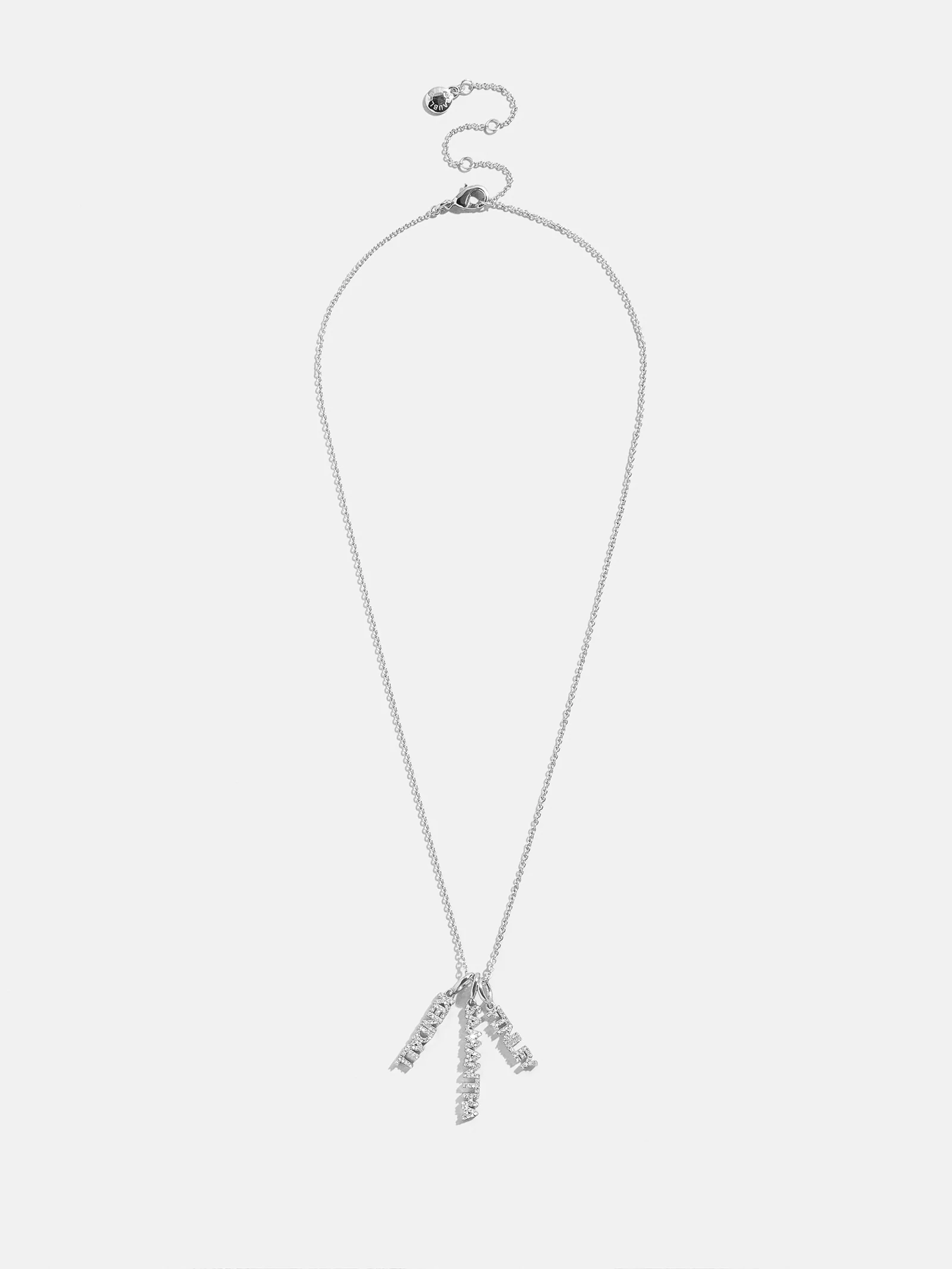 Mini Silver Pavé Block Cluster Custom Nameplate Necklace - 2 Names - Image 3