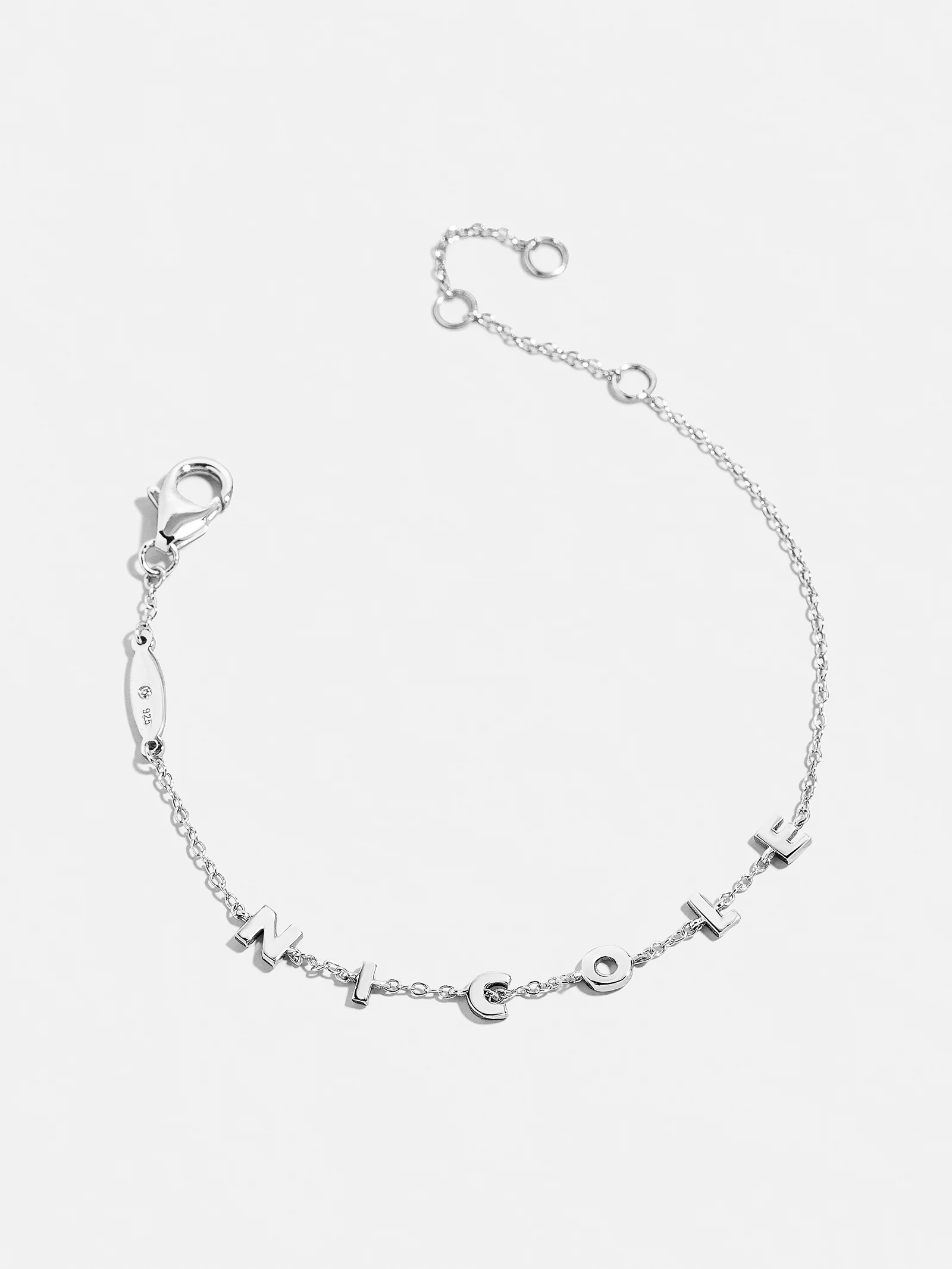Mini Sterling Silver Spaced Letter Custom Bracelet - Sterling Silver - Image 3