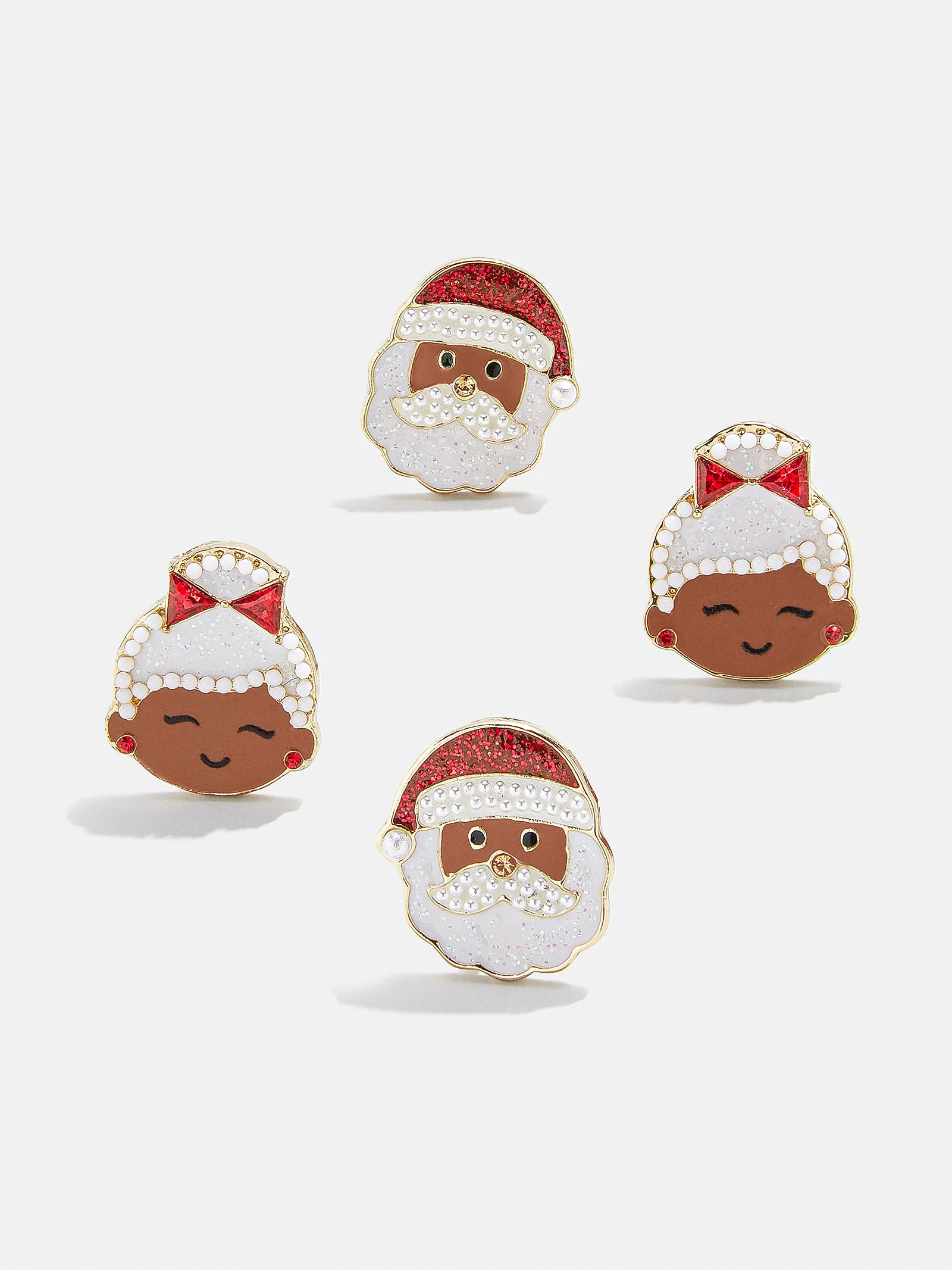 Mr. & Mrs. Claus Kids' Clip-On Earring Set - Red/White - Image 3