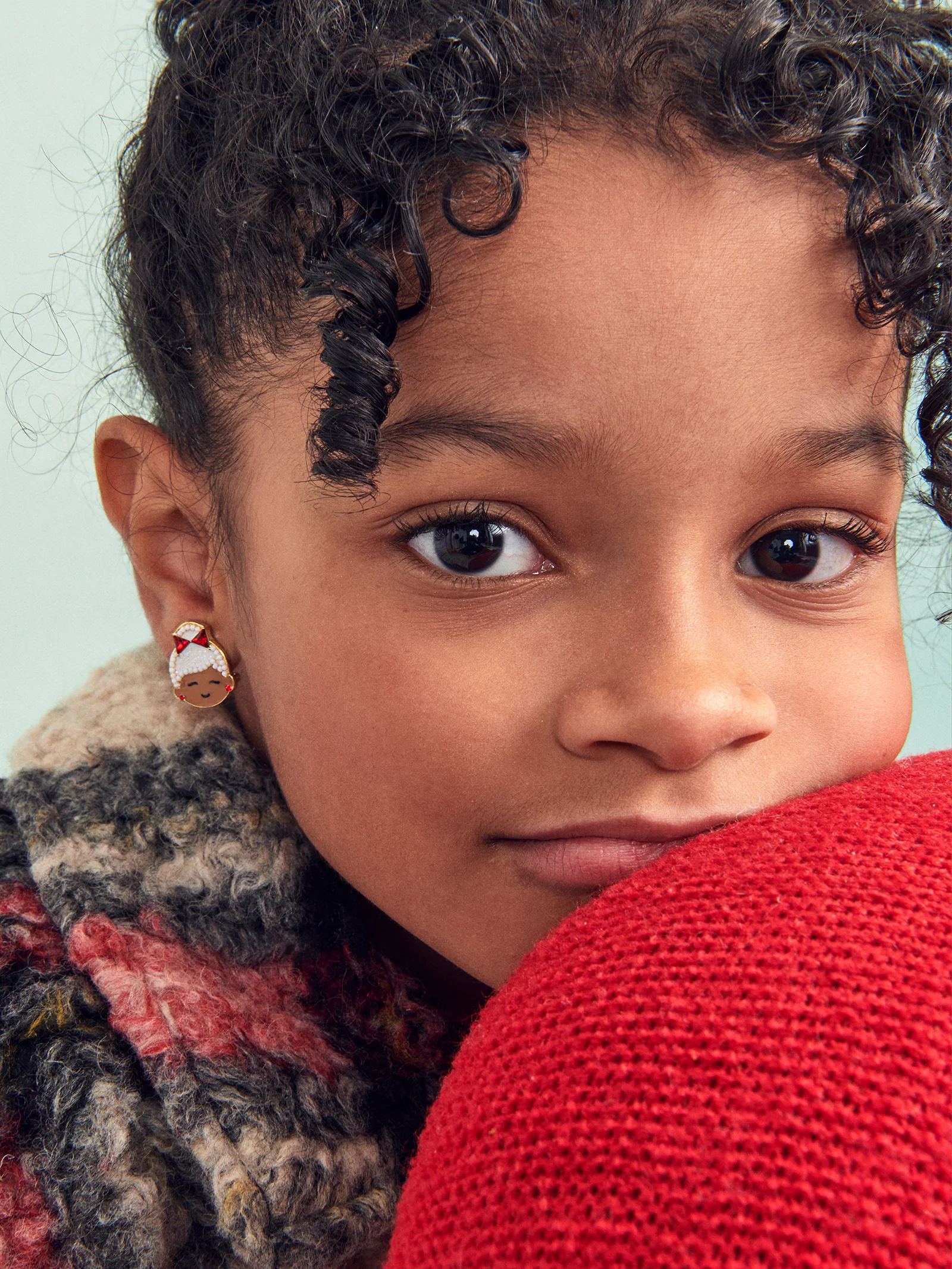Mr. & Mrs. Claus Kids' Clip-On Earring Set - Red/White - Image 4